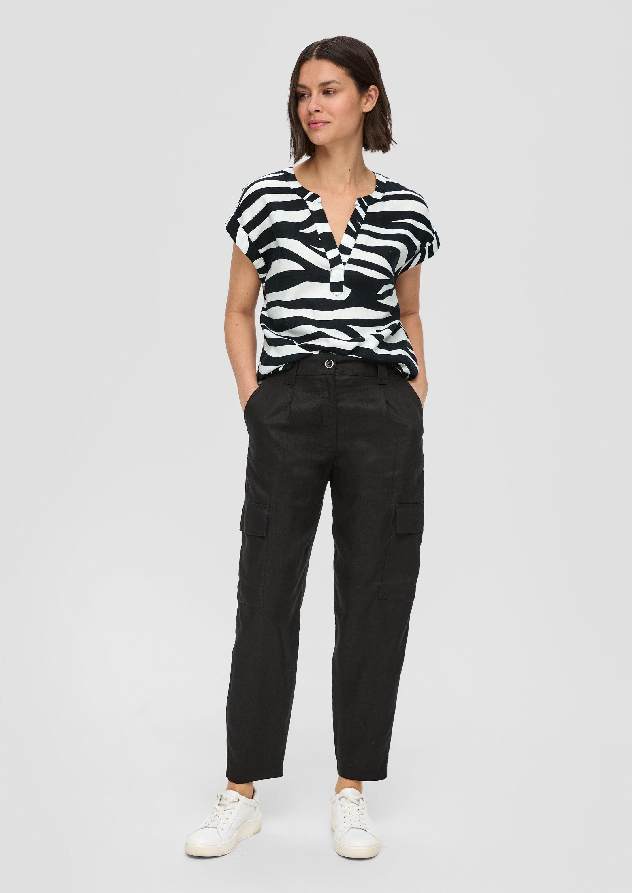 s.Oliver Kurzarmbluse Bluse Blusenshirt aus Leinenmix