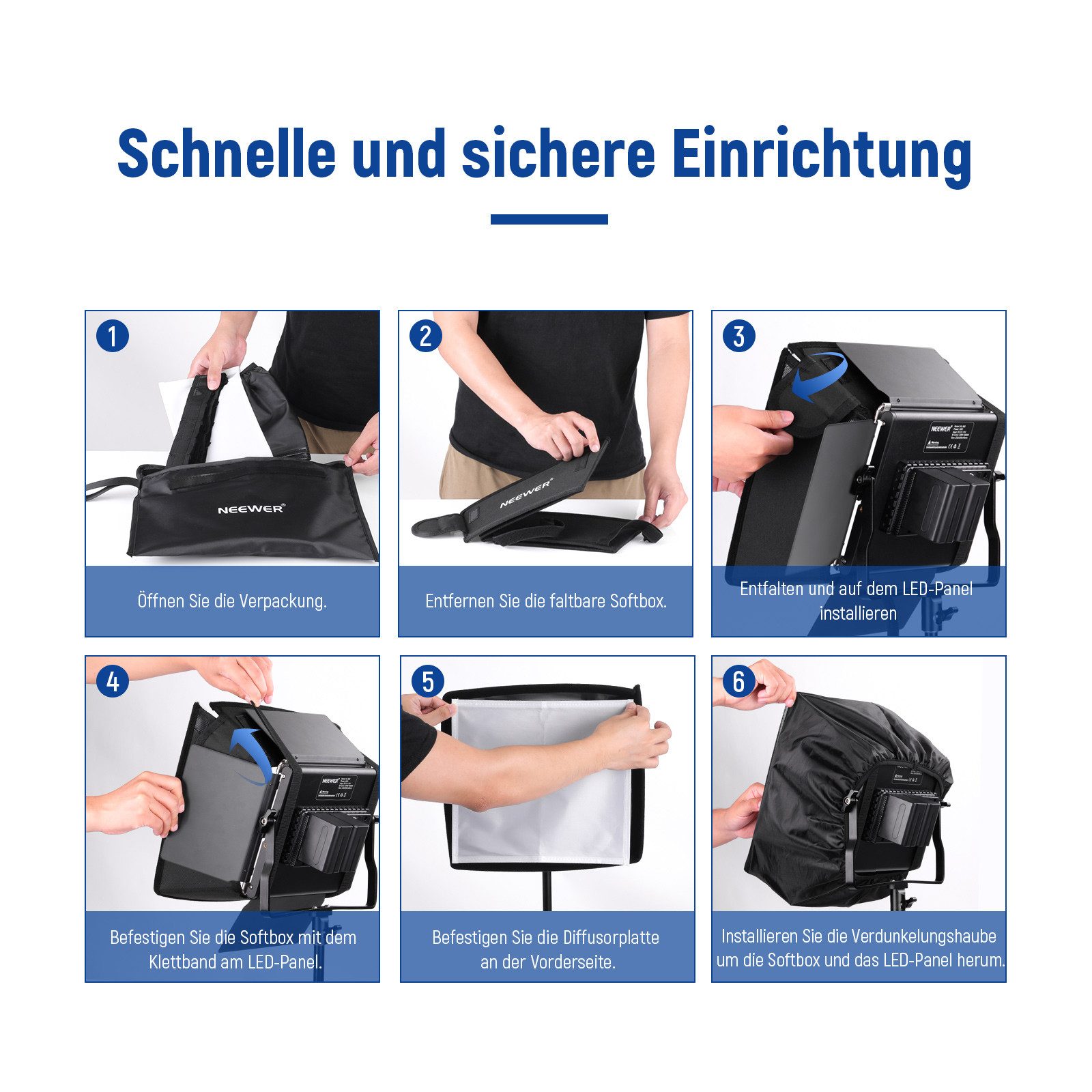 Neewer Softbox NS-660F 31x29cm Softbox Diffusor, Faltbare, mit Gitter und Tasche, für NL660 & RGB660 LED-Videoleuchtpaneel, Studio Fotografie