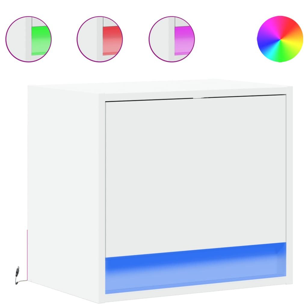 vidaXL Nachttisch Wand-Nachttisch mit LED-Leuchten Weiß günstig online kaufen