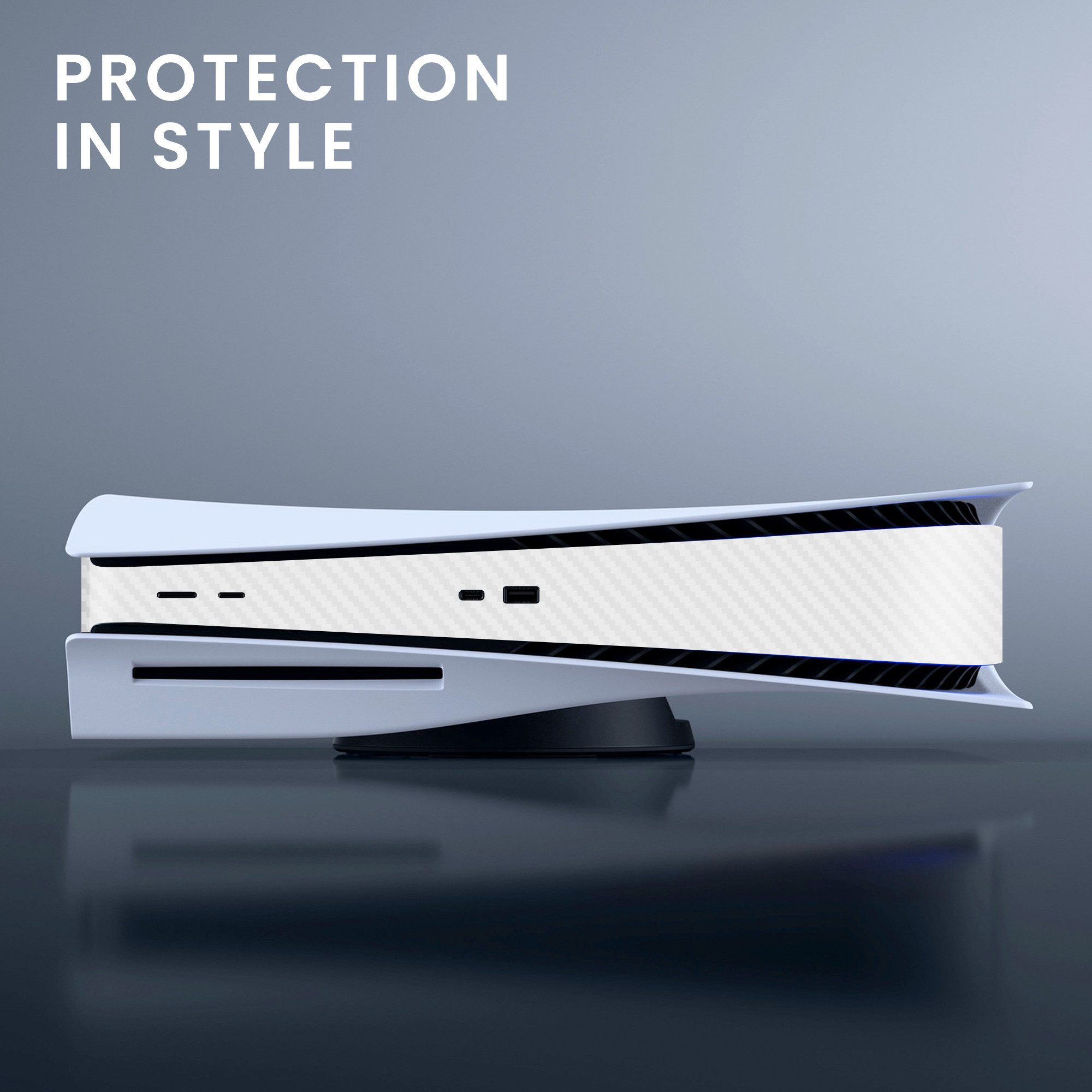 kwmobile Konsolen-Cover Konsolen Aufkleber für Sony Playstation 5 Disc Edition, Aufkleber Folie mit Carbon Design in Weiß