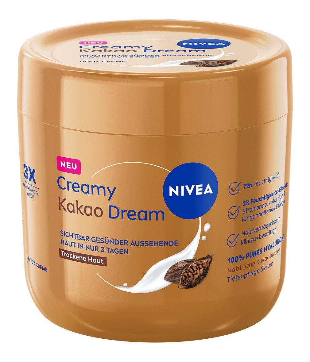 Nivea Feuchtigkeitscreme Body Kakao Dream 3x400ml, 3-tlg., 100% pures Hyaluron & natürliche Kakaobutter – Bild 4 von 5