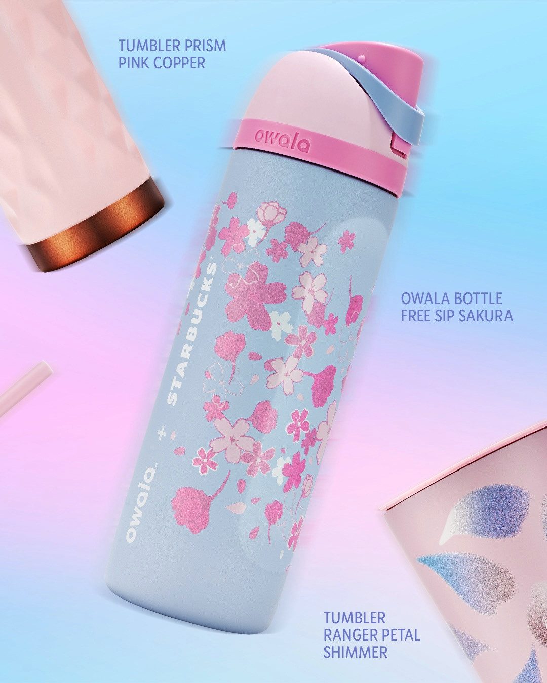 Starbucks Frühstücks-Geschirrset Starbucks Owala Bottle free sip Sakura