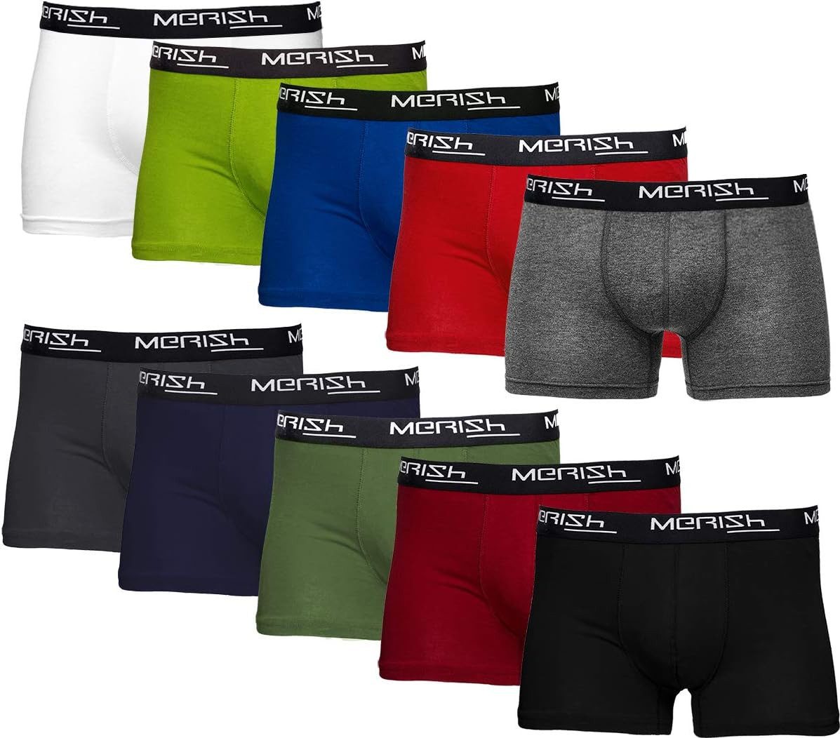 MERISH Boxershorts Merish 410 Boxershorts Herren 10er Pack S-5XL Unterwäsche Mehrfarbig M (Spar-Set)