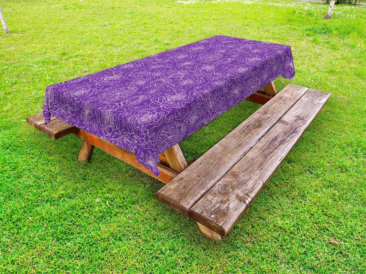 Dunkelviolett Tischdecke waschbare Blumengarten-Kunst Picknick-Tischdecke, Retro dekorative Abakuhaus