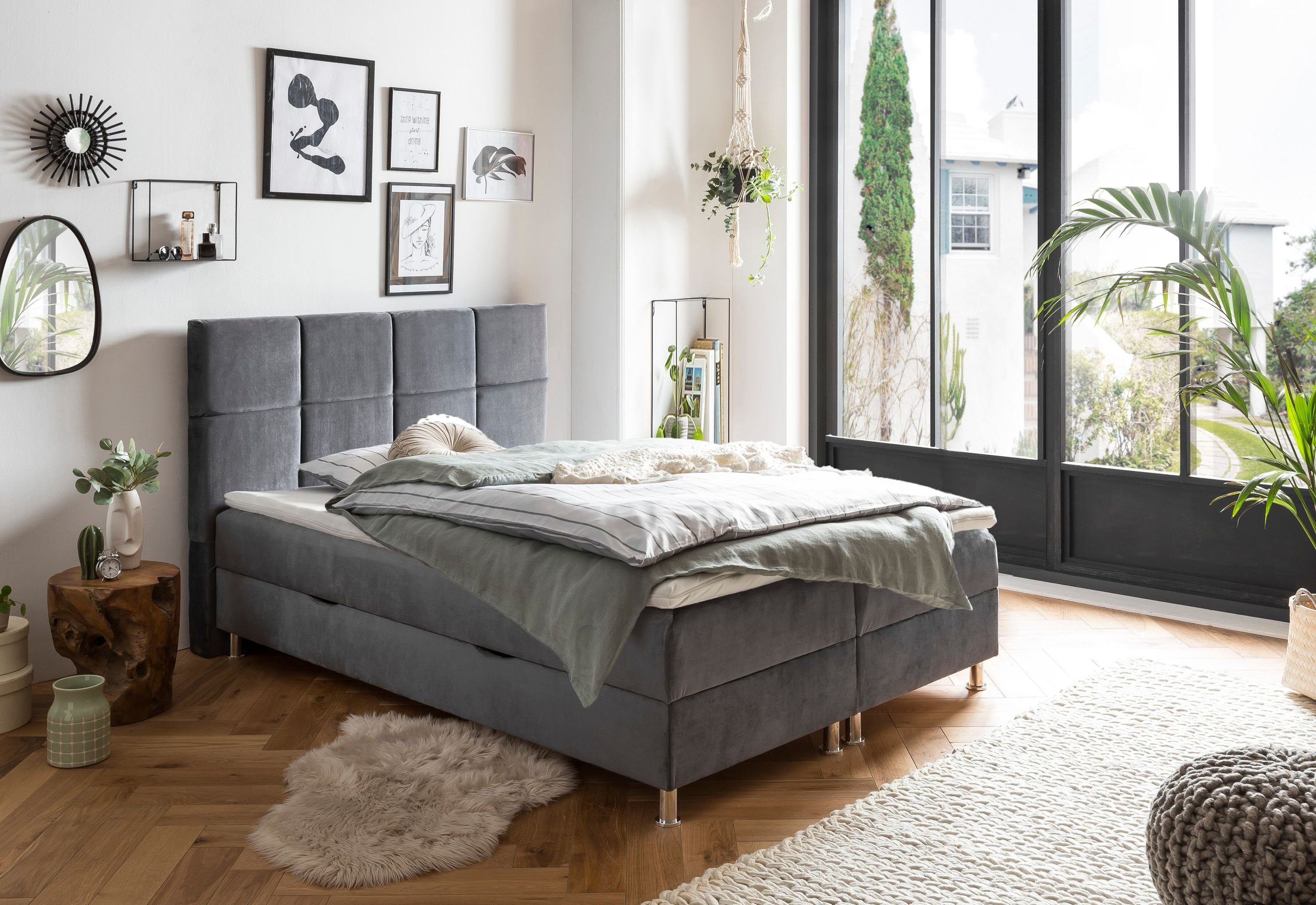 Özberk Boxspringbett Amsterdam140 (140 x 200 cm, 3St., 1 Kopfteil, 2 Bettkästen, 2 Matratzen