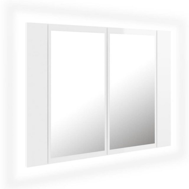 vidaXL Badezimmerspiegelschrank LED-Bad-Spiegelschrank Hochglanz-Weiß 60x12x45 cm Acryl (1-St)
