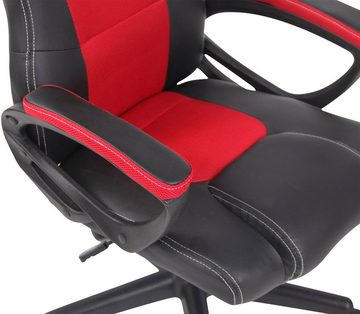 TPFLiving Gaming-Stuhl First mit bequemer Rückenlehne - höhenverstellbar und 360° drehbar (Schreibtischstuhl, Drehstuhl, Gamingstuhl, Racingstuhl, Chefsessel), Gestell: Kunststoff schwarz - Sitzfläche: Kunstleder rot