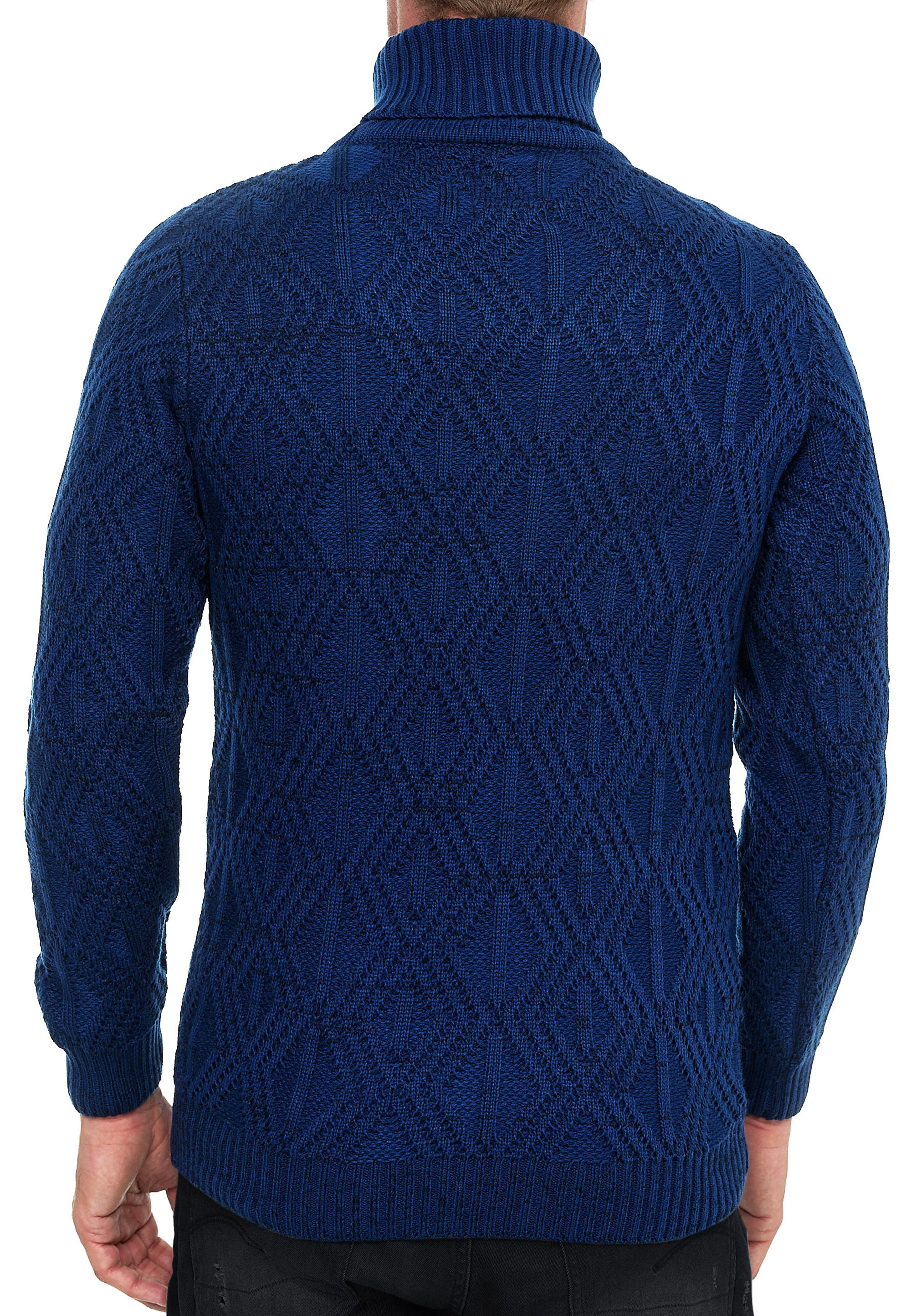 R-NEAL Rollkragenpullover Melierter Grobstrick Rollkragen-Pullover Business Büro Pullover