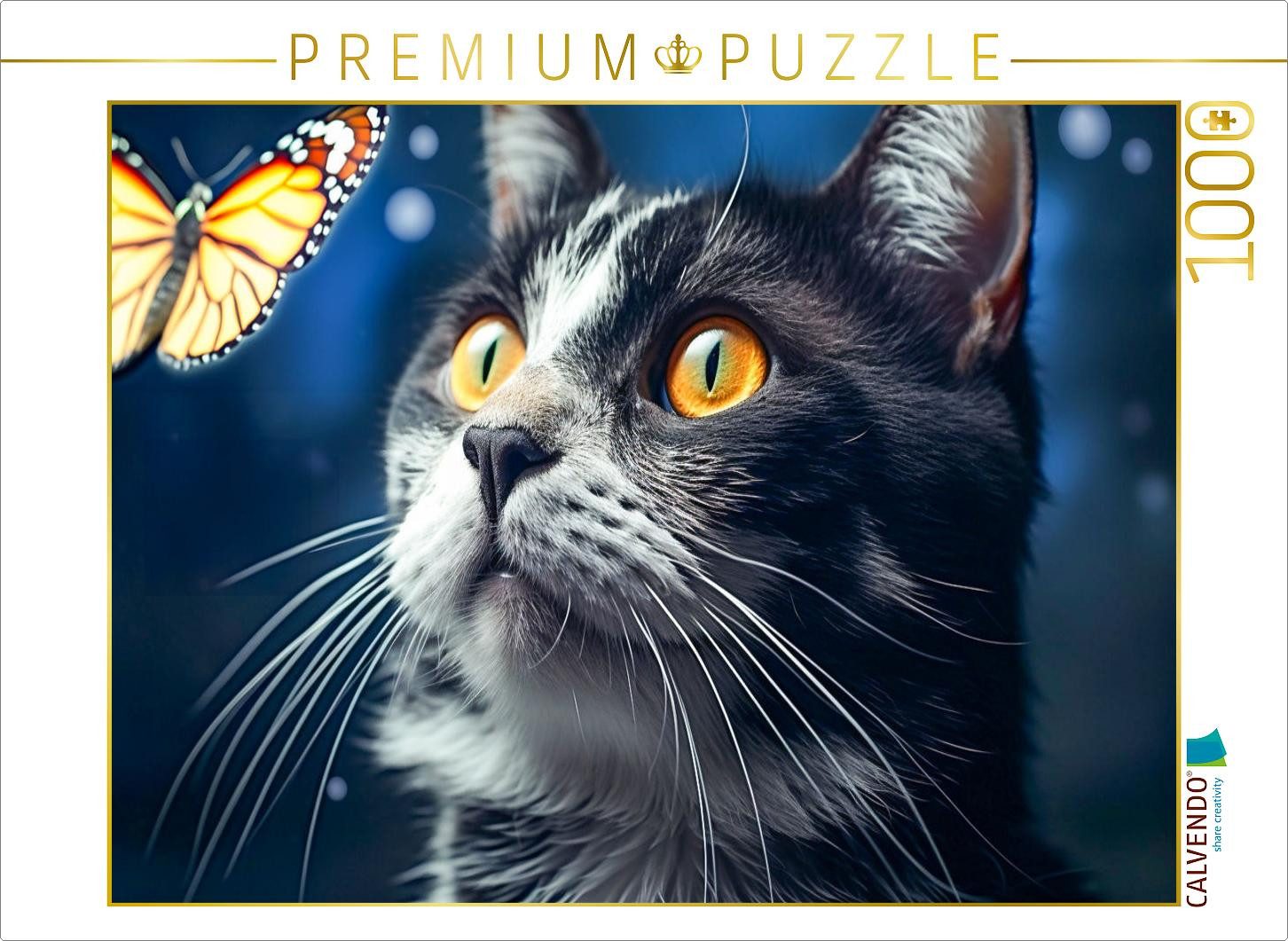 Puzzle CALVENDO Puzzle Ein Motiv aus dem Kalender Die Katze und der Schmetter