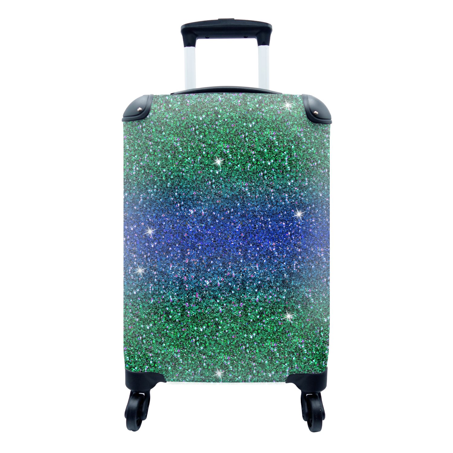 - Ombre Grün Reisetasche MuchoWow Trolley, - für Handgepäckkoffer mit Blau 4 Muster, Rollen, rollen, Ferien, Stier - Reisekoffer - Handgepäck
