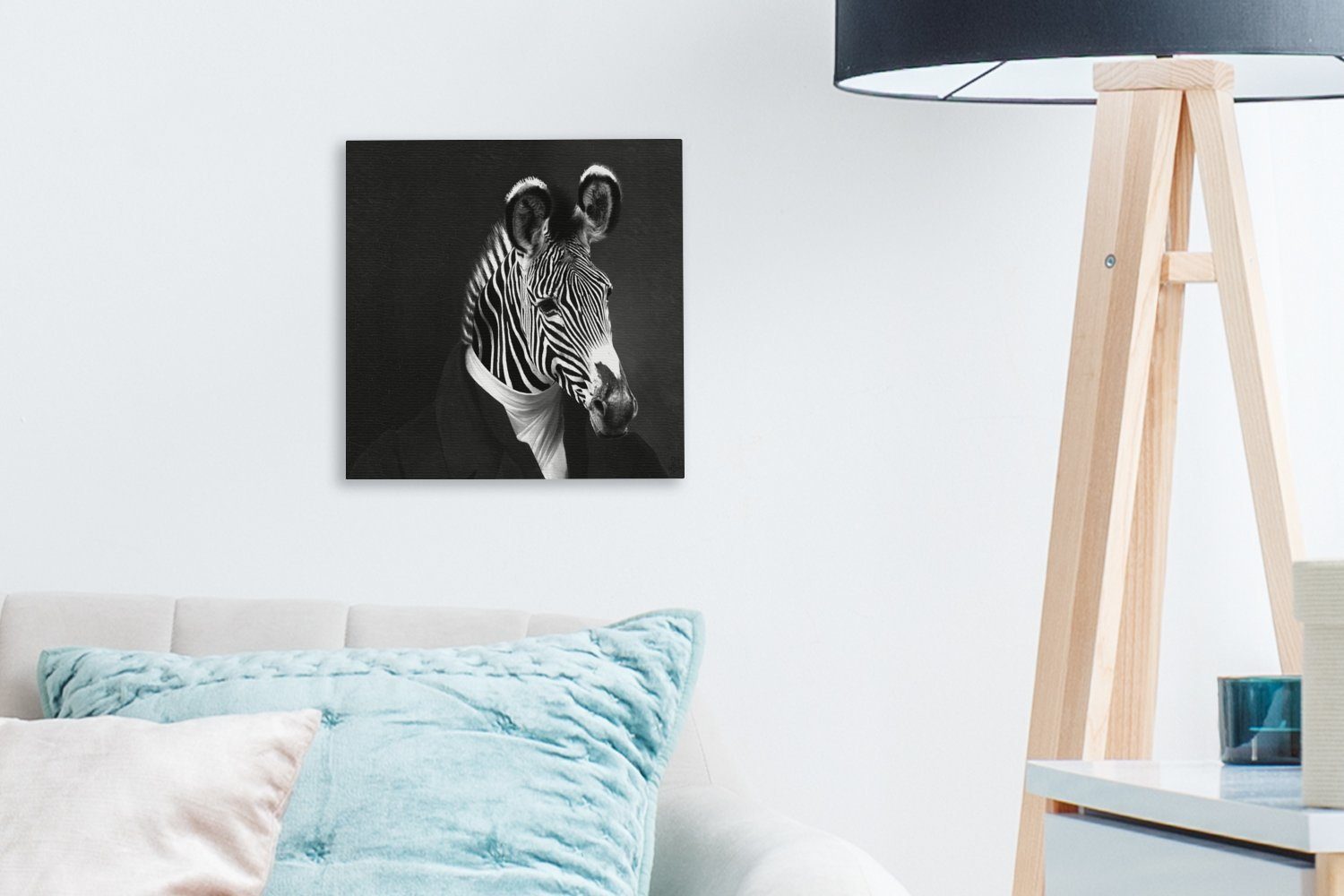 St), Malerei für Weiß, Leinwand Gemälde Schlafzimmer - Wohnzimmer - OneMillionCanvasses® (1 - Zebra Bilder bunt Schwarz