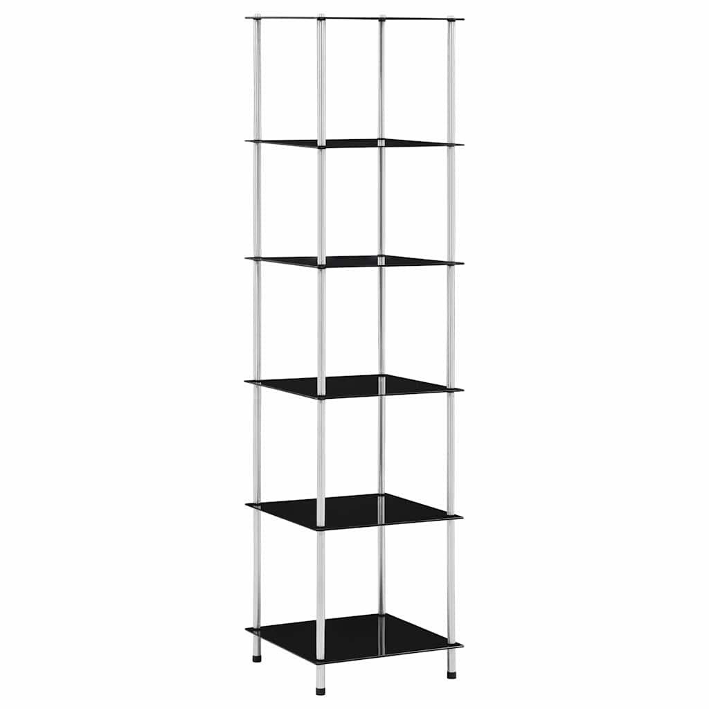 vidaXL Bücherregal Regal mit 6 Ablagen Schwarz 40x40x160 cm Hartglas, 1-tlg.