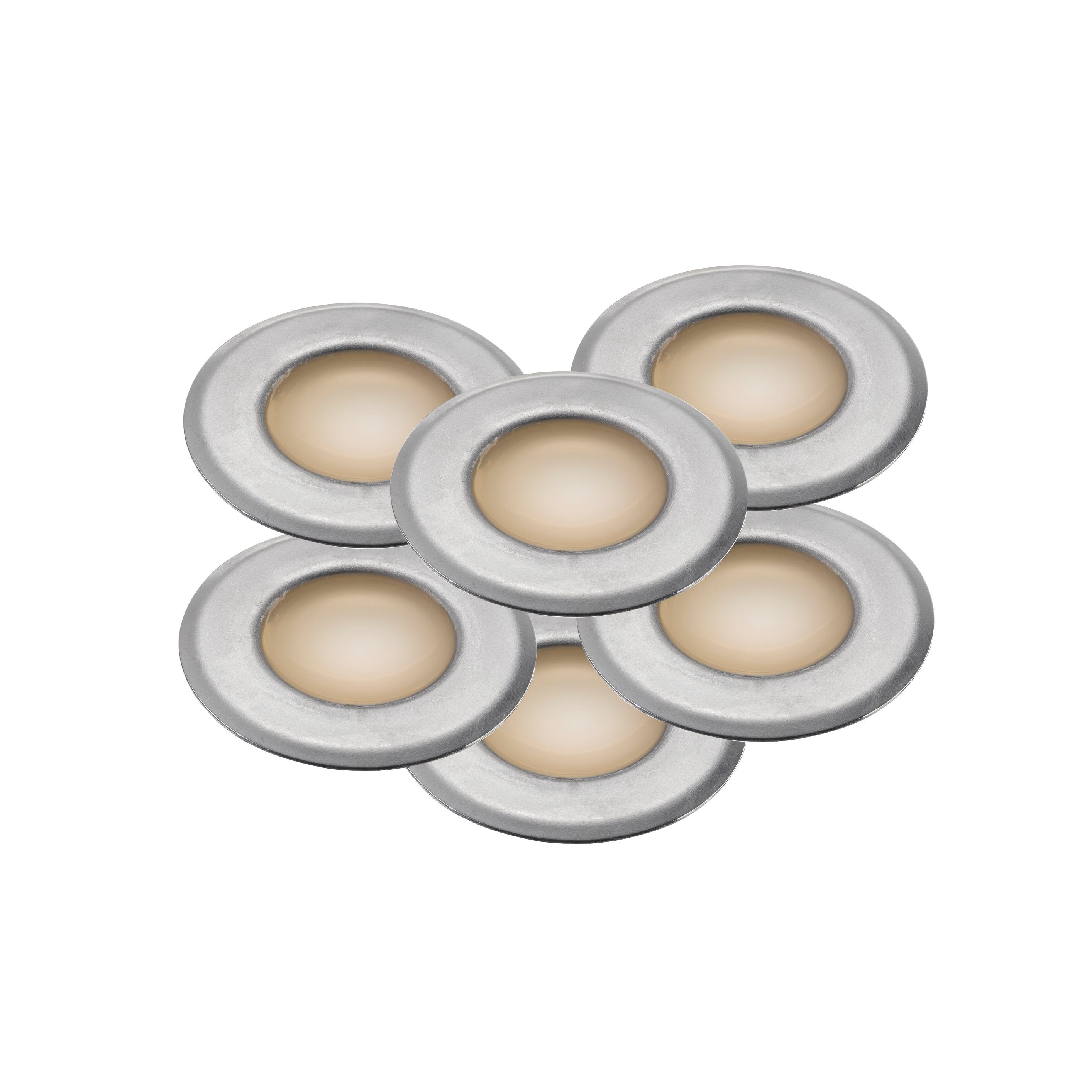 Nordlux LED Einbauleuchte 6er Set LED Bodeneinbauleuchte Une 6-Kit IP67 Ø3,7 45420034, LED fest integriert, warmweiss