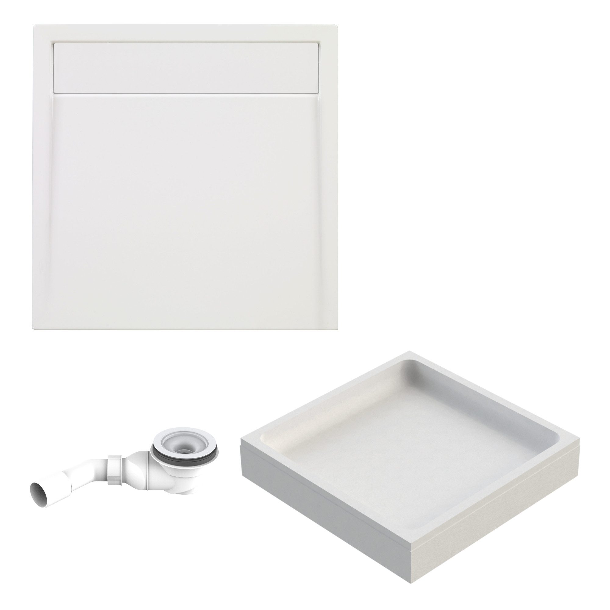 Schulte Duschwanne Brava mit Wannenträger und Ablaufgarnitur, extraflach, Größenauswahl, Сантехникаacryl, Komplett-Set, Weiß, mit Ablaufrinne und Acrylabdeckplatte