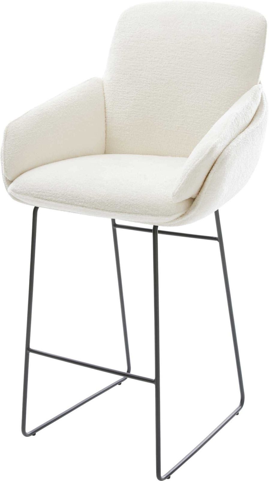 DELIFE Barhocker Luan-Flex, Kufengestell Metall Schwarz Bouclé Soft Beige