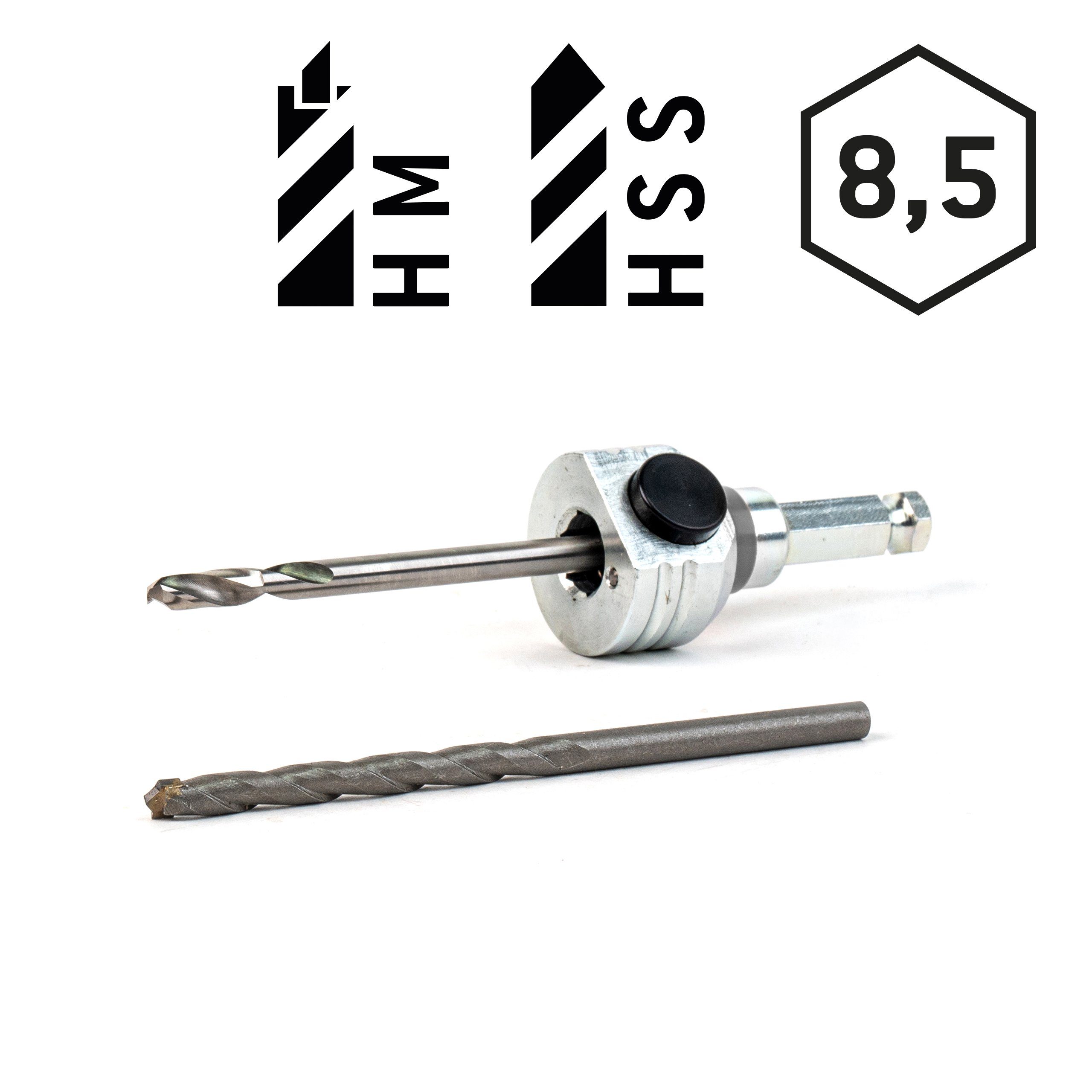 Amboss Werkzeuge Schnellwechselaufnahme Lochsäge Schaft Ø8,5mm inkl. 6kant