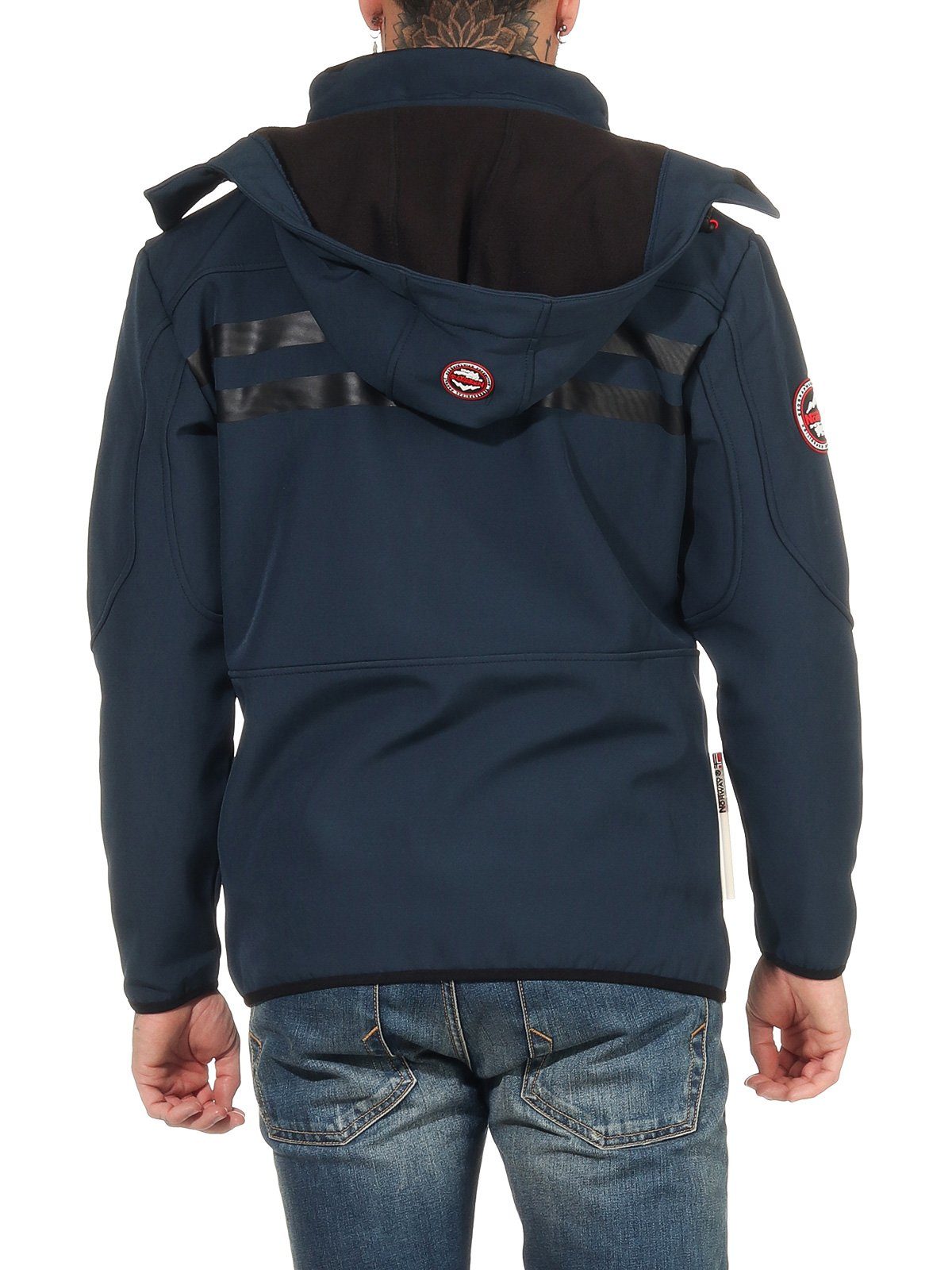 Geographical Norway Softshelljacke Herren Softshell Sport Outdoor Wander Trekking Jacke in Unifarbe, mit abnehmbarer Kapuze, mit Stehkragen