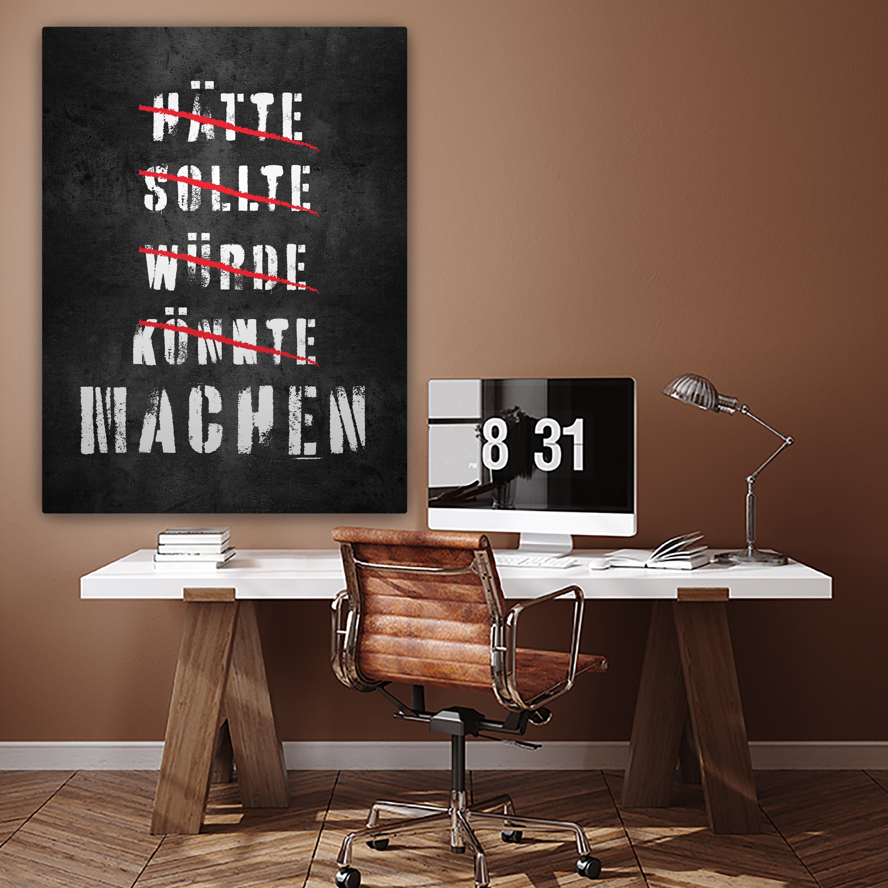 Hätte Würde Leinwandbild Sprüche versch. Sollte St), Machen, Größen (1 Motivation, wandmotiv24 Wanddeko, in Leinwandbilder Wandbild, Könnte Hochformat,