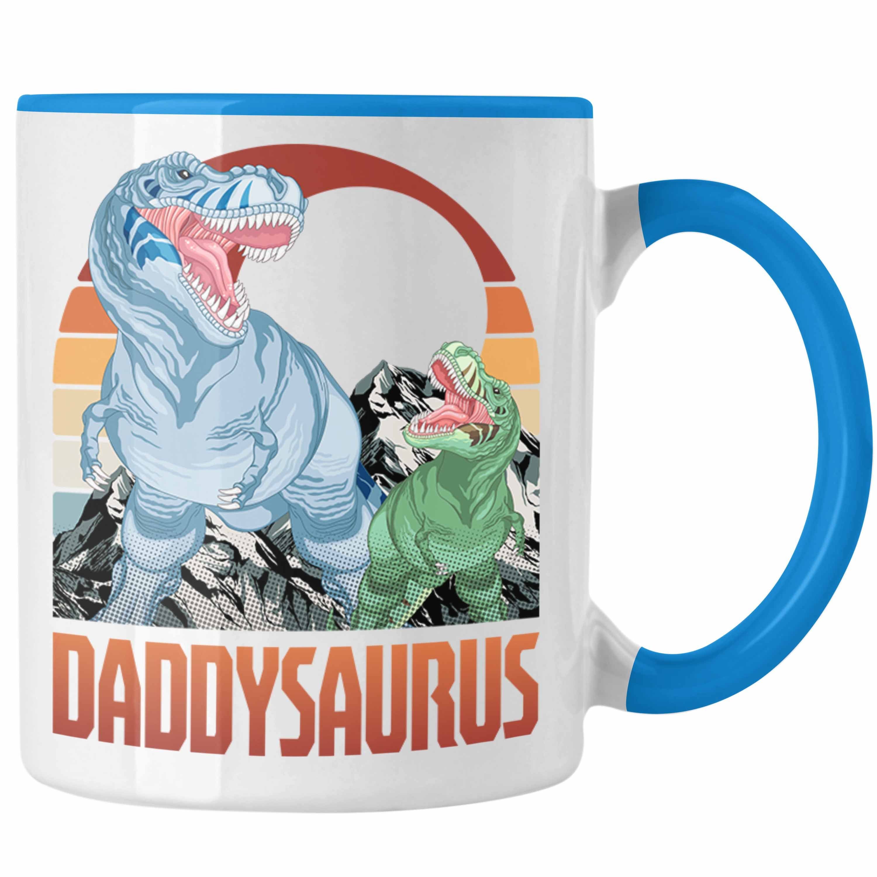 Trendation Tasse Daddysaurus Tasse Geschenk für Vater zum Geburtstag Weihnachten Vatert Blau | Teetassen