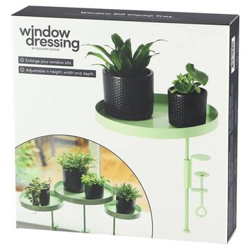 esschert design Tablett Blumentopfhalter mit Klemme Rund Grün L, Stahl