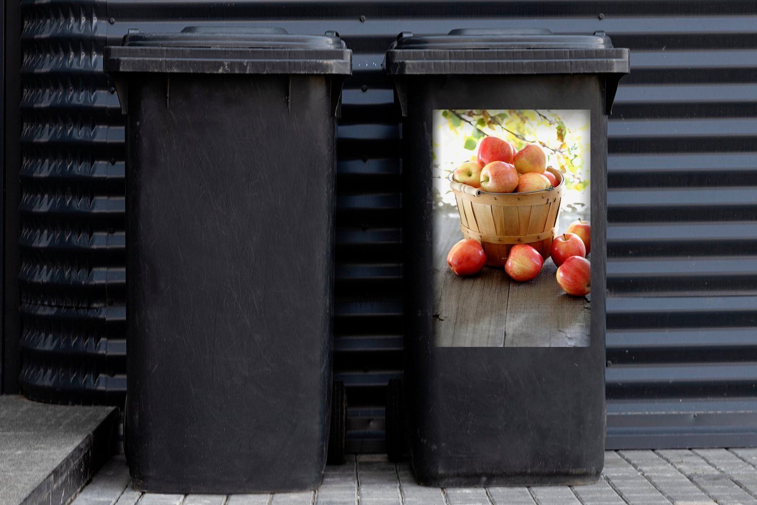 - Abfalbehälter - Sticker, Wandsticker Mülltonne, MuchoWow (1 St), Obstkorb Apfel Mülleimer-aufkleber, Tisch Container,