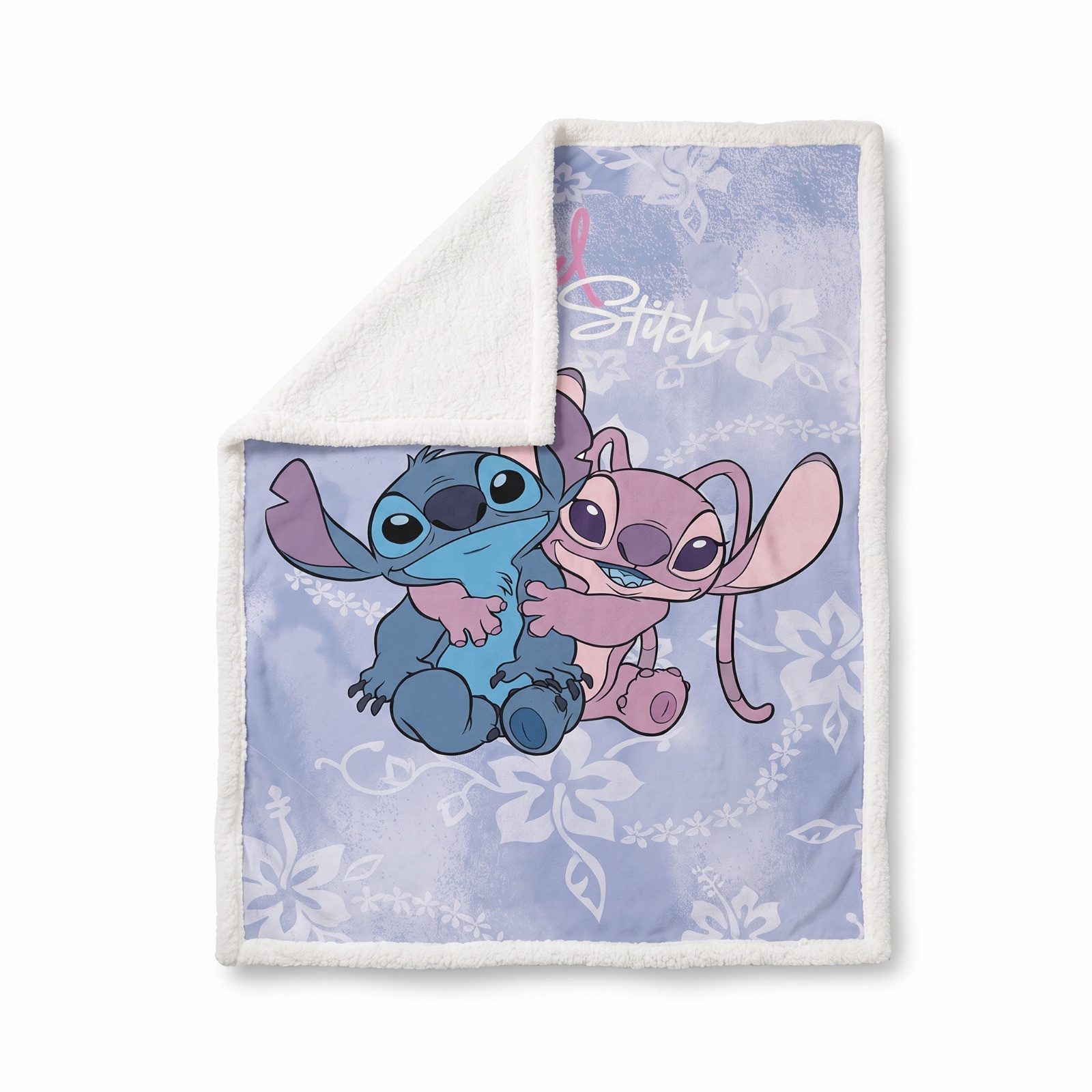 Wolldecke Disney Stitch Angel Kinder Flanell Wohndecke Kuscheldecke 120x150 cm, Disney
