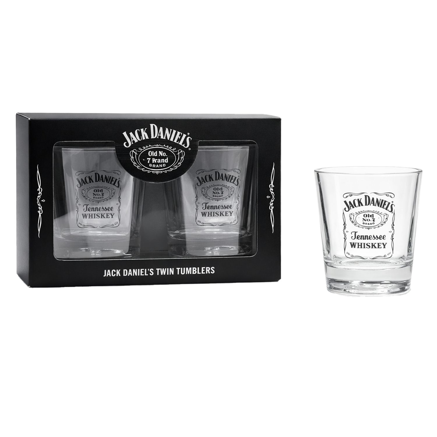 Jack Daniels Whiskyglas Twin Tumblers 2er Set Whiskey-Tumbler Old No.7 Design, 2-tlg., Elegant und zeitlos