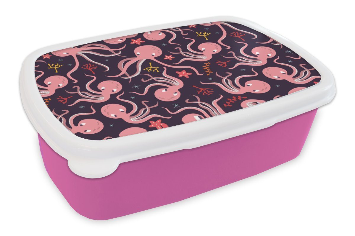 MuchoWow Lunchbox Oktopus - Baby - Entwurf, Kunststoff, (2-tlg), Brotbox für Erwachsene, Brotdose Kinder, Snackbox, Mädchen, Kunststoff rosa | Lunchboxen