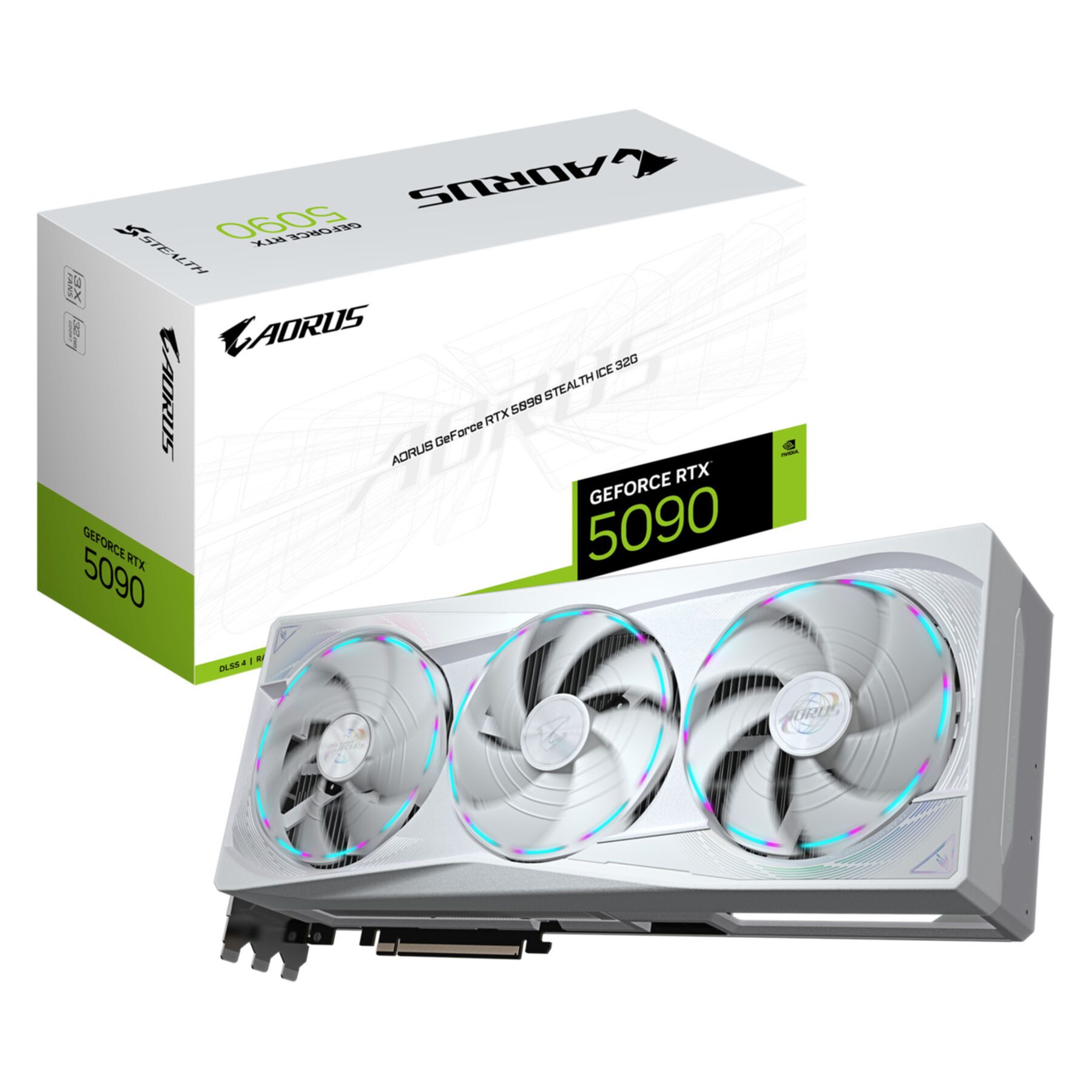 AORUS GeForce RTX 5090 STEALTH ICE 32G Grafikkarte - 32GB GDDR7, 512bi Grafikkarte