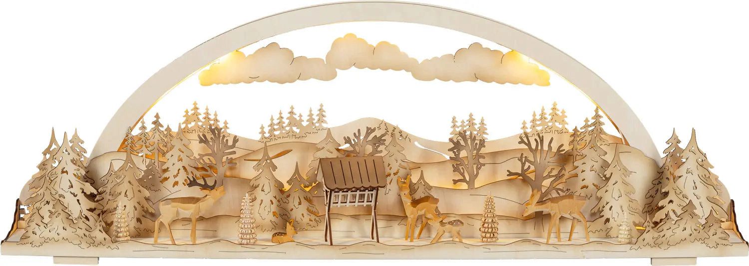 LED Schwibbogen Diorama-Leuchte Wildfütterung exklusiv