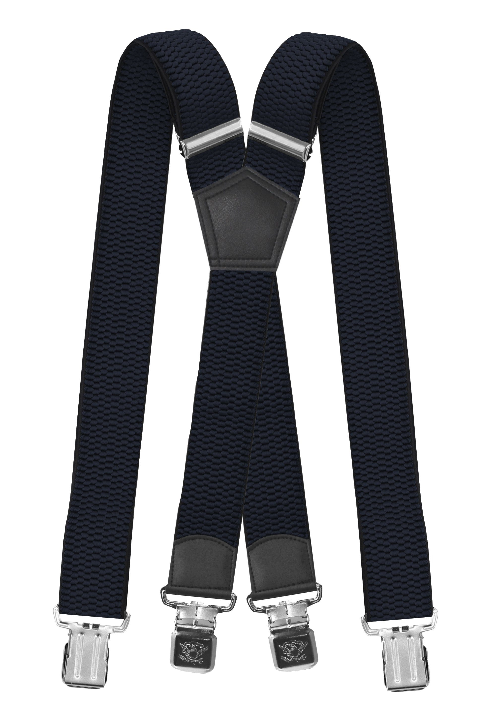 Fabio Farini Hosenträger 4cm Breites X-Design verstellbar mit extra starken Clipverschluss, Dunkelblau – Bild 2 von 5