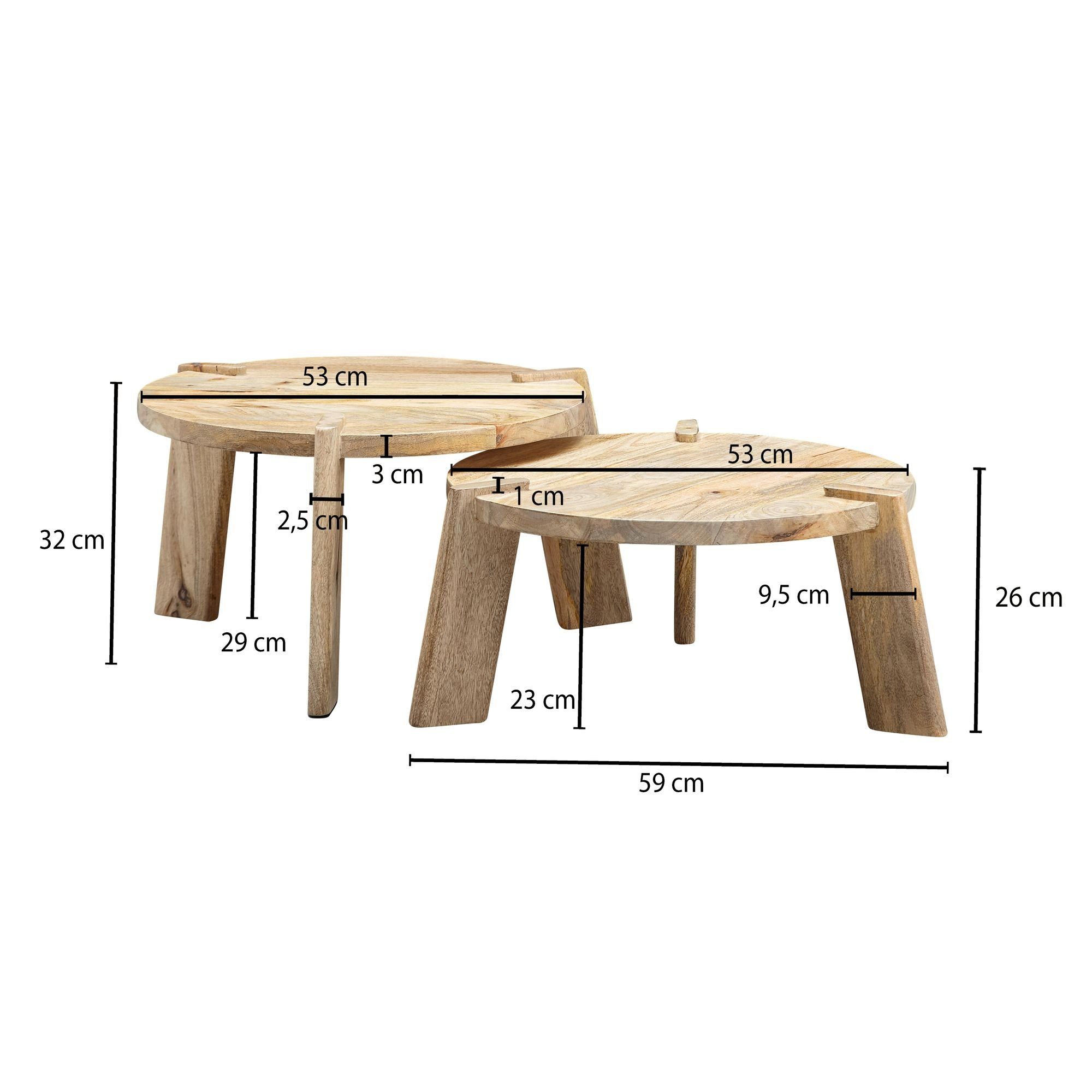 KADIMA DESIGN Satztisch 2er Beige Beige | Design | Couchtische Mango HELEN, modernes Massivholz Set Beige