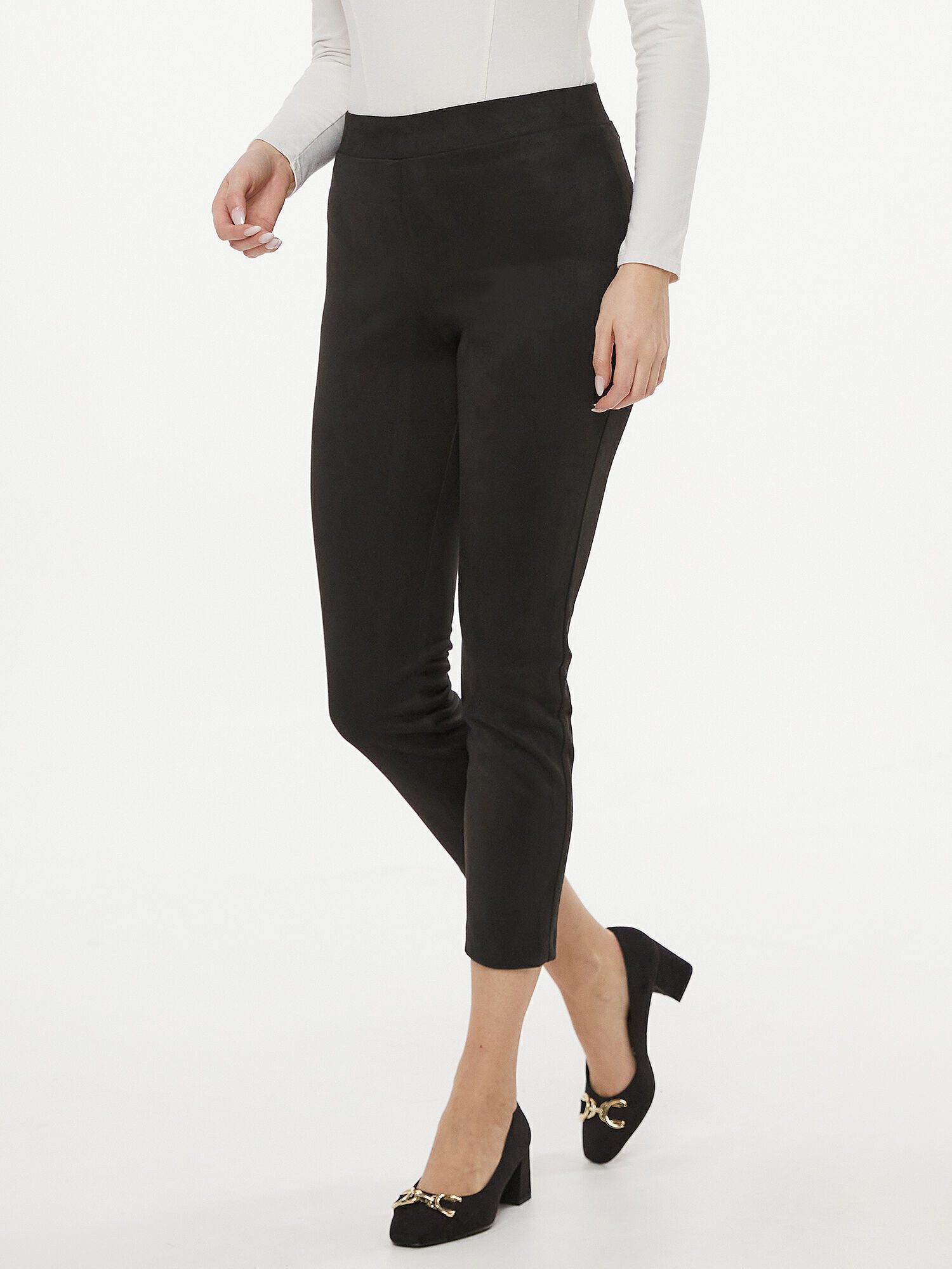 MONACO blue Lederimitathose 7/8 Hose koerpernah in Velourslederoptik