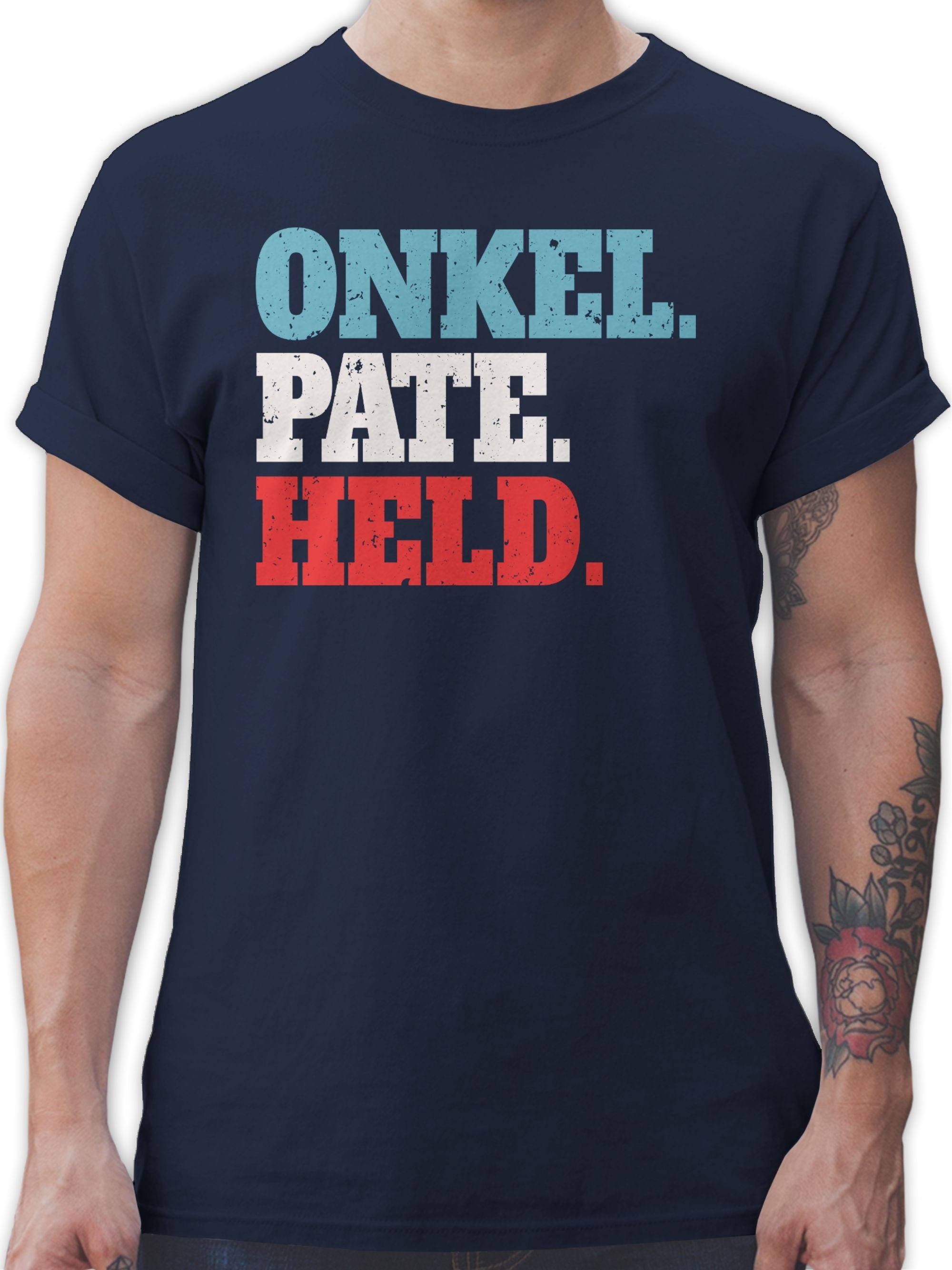 Shirtracer T-Shirt Onkel. Pate. Held. - bunt Bruder und Onkel Geschenk 2 Navy Blau