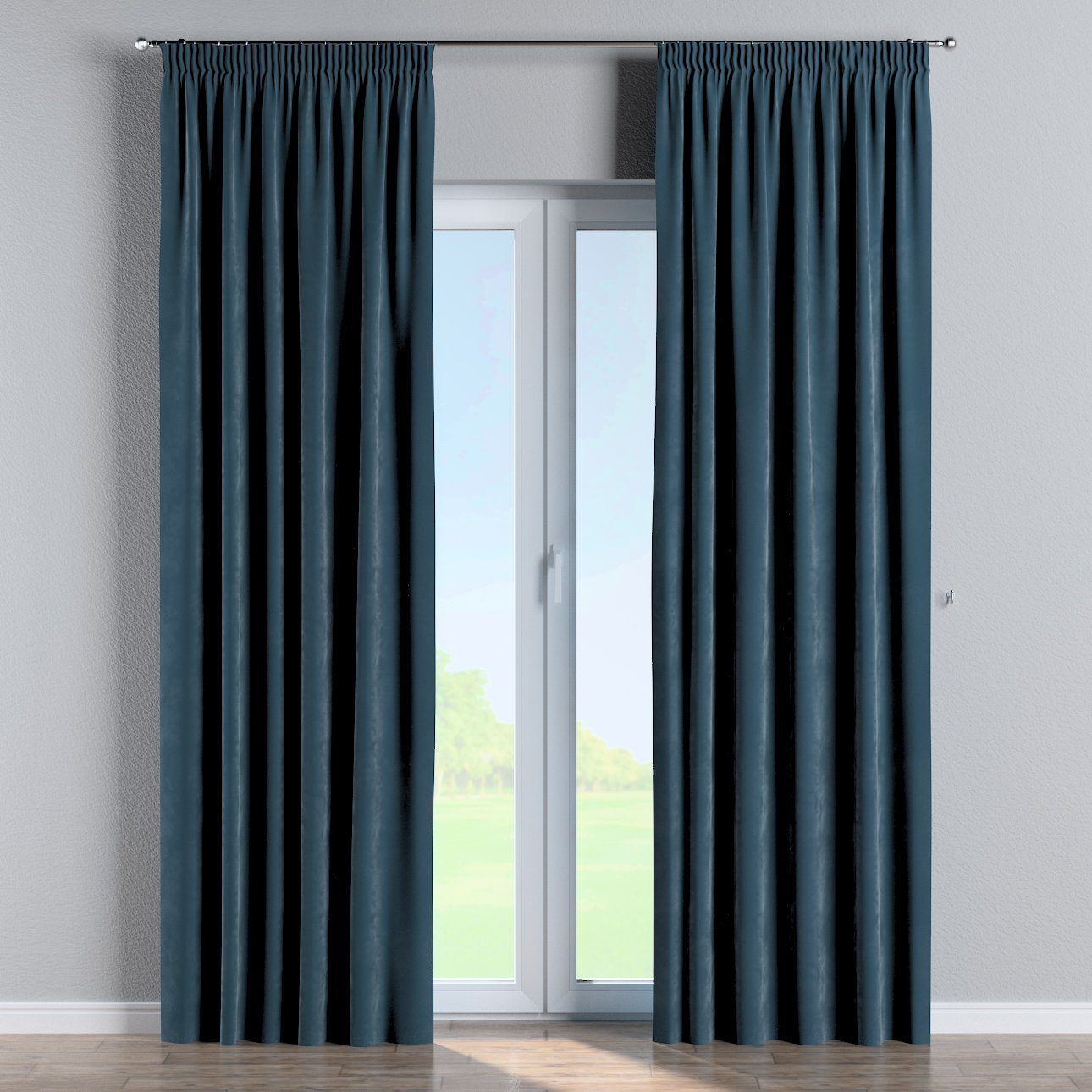 130x100 blau Dekoria cm, Kräuselband Velvet, Vorhang Vorhang mit