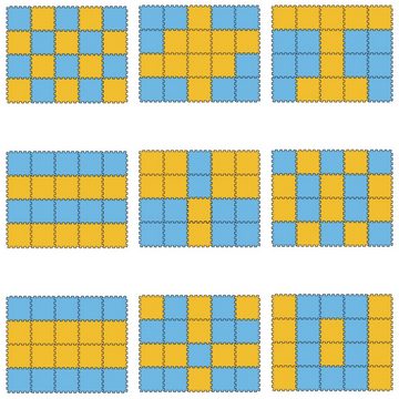 LittleTom Puzzlematte 18 Teile Baby Kinder Puzzlematte ab Null - 30x30cm, hellblau gelbe Kindermatte