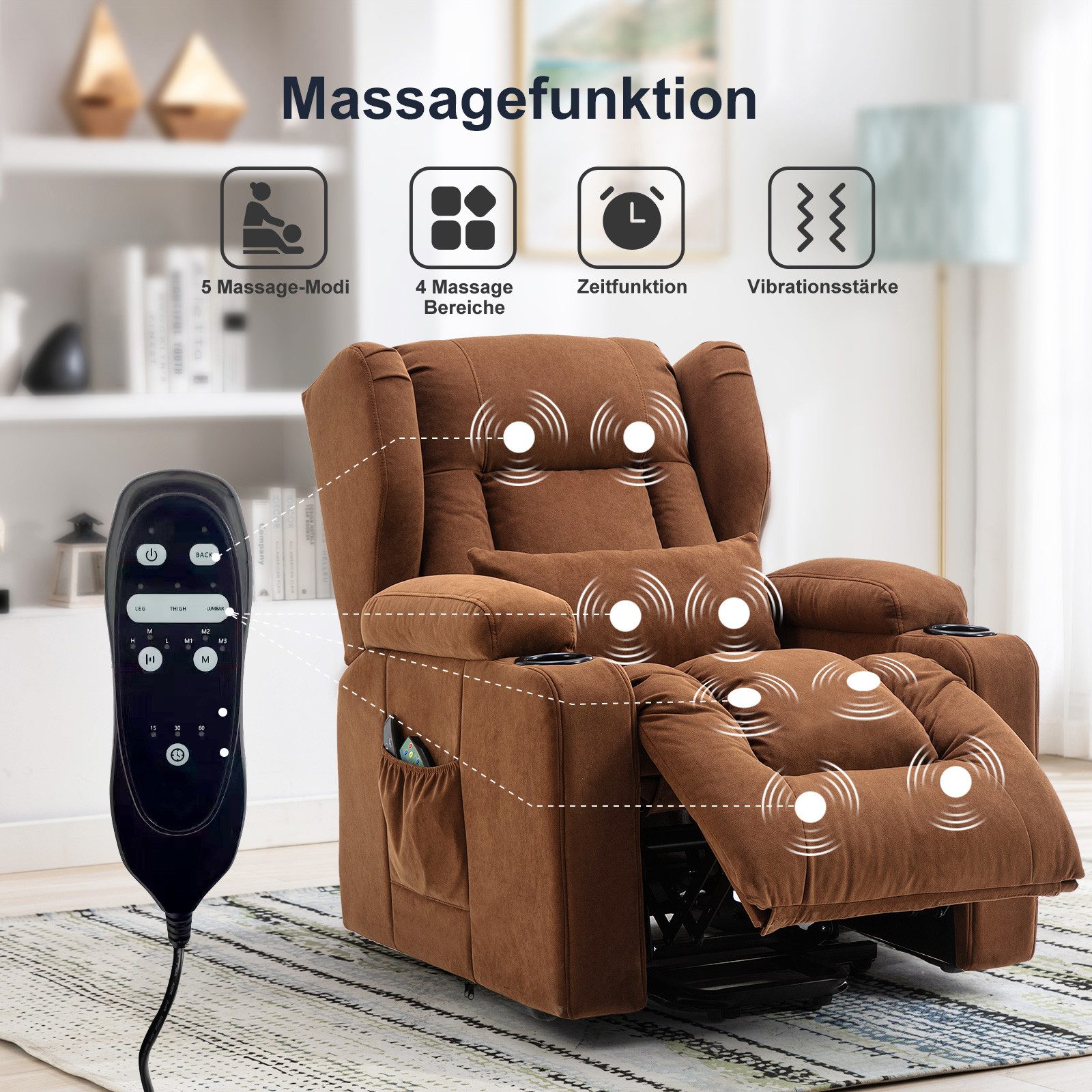 COMHOMA Relaxsessel Relaxsessel Aufstehhilfe Massagesessel mit Stoffoberfläche, mit Relaxfunktion