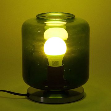 etc-shop LED Tischleuchte, Leuchtmittel inklusive, Warmweiß, Farbwechsel, Retro Nacht Tisch Leuchte dimmbar Glas braun Lese Lampe