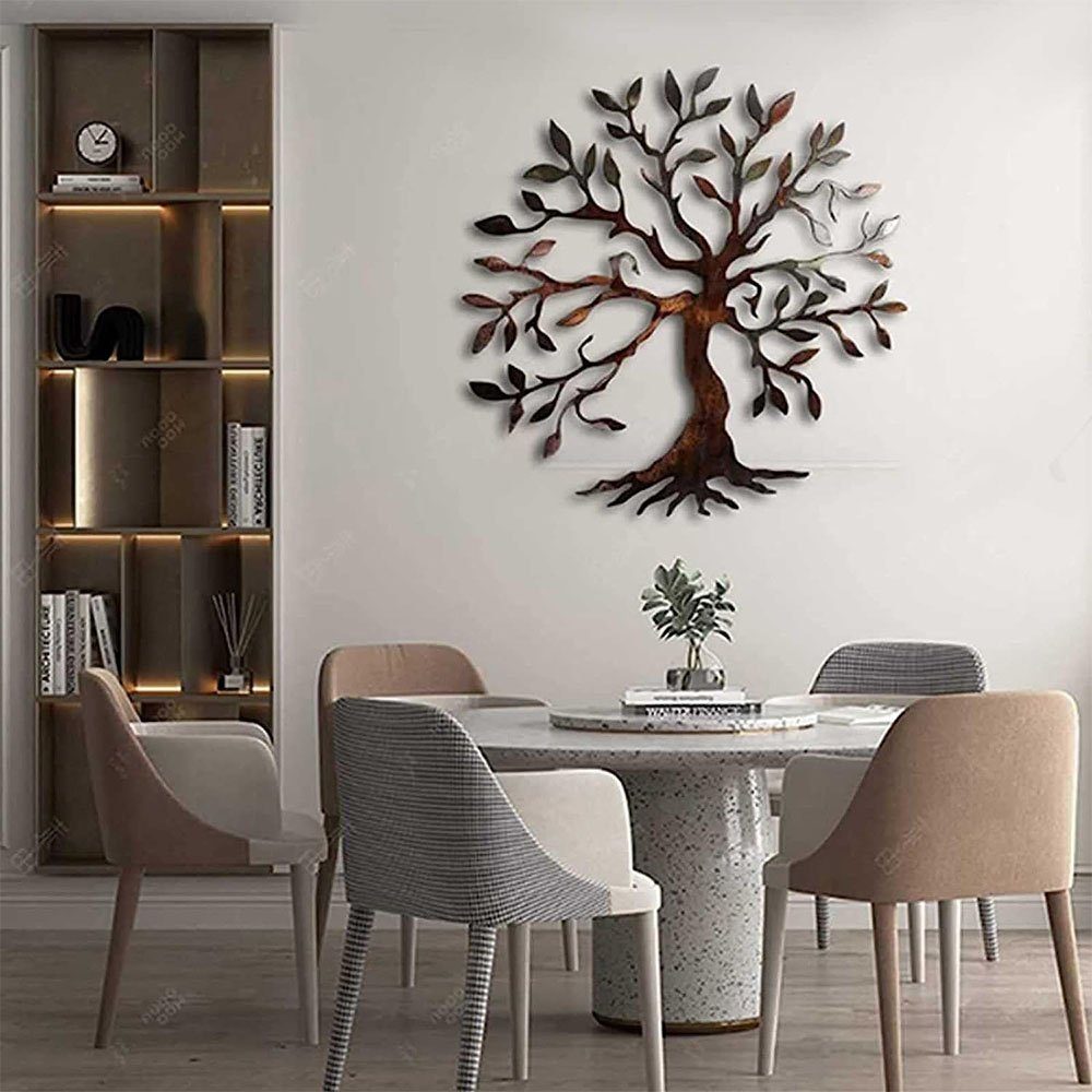 Wanddekoobjekt minimalistische geometrische Metall Farbe-50cm Wanddekoration Ornament Lebensbaum NUODWELL