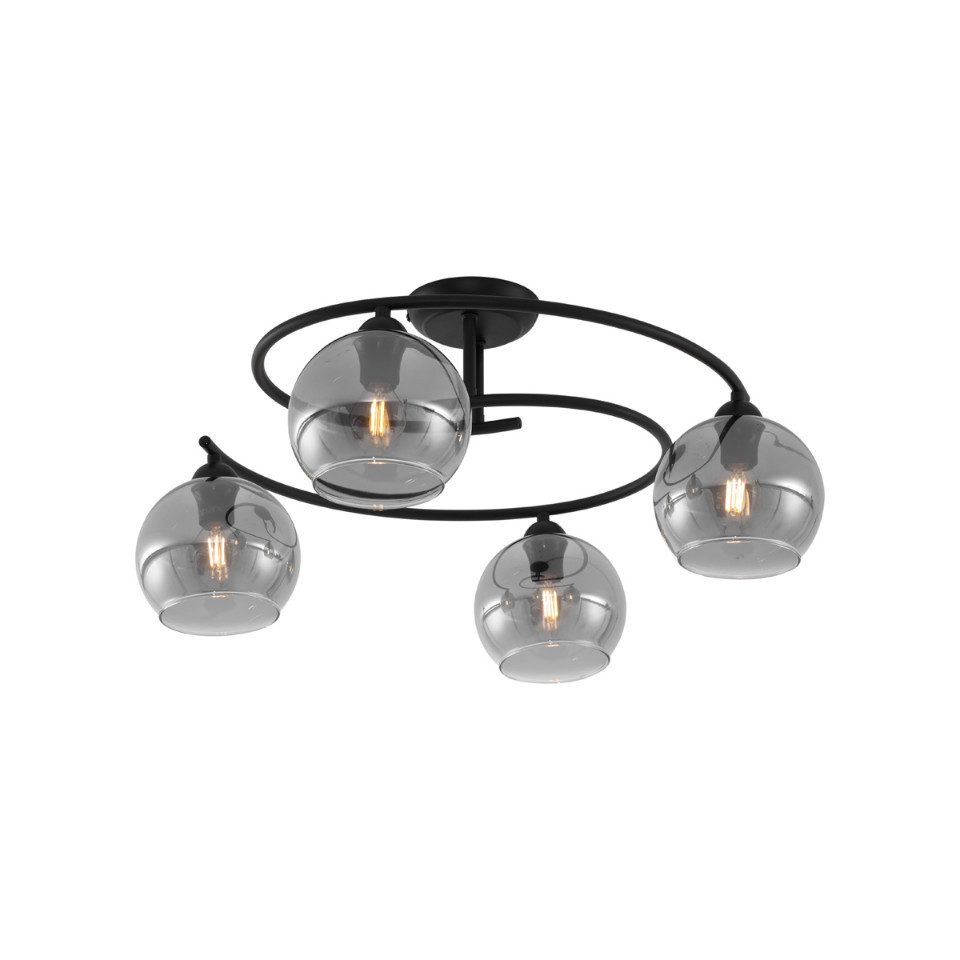 Qazqa Deckenleuchte Alanis, ohne Leuchtmittel, E14, Schwarz, Modern, Metall, 4-flammig