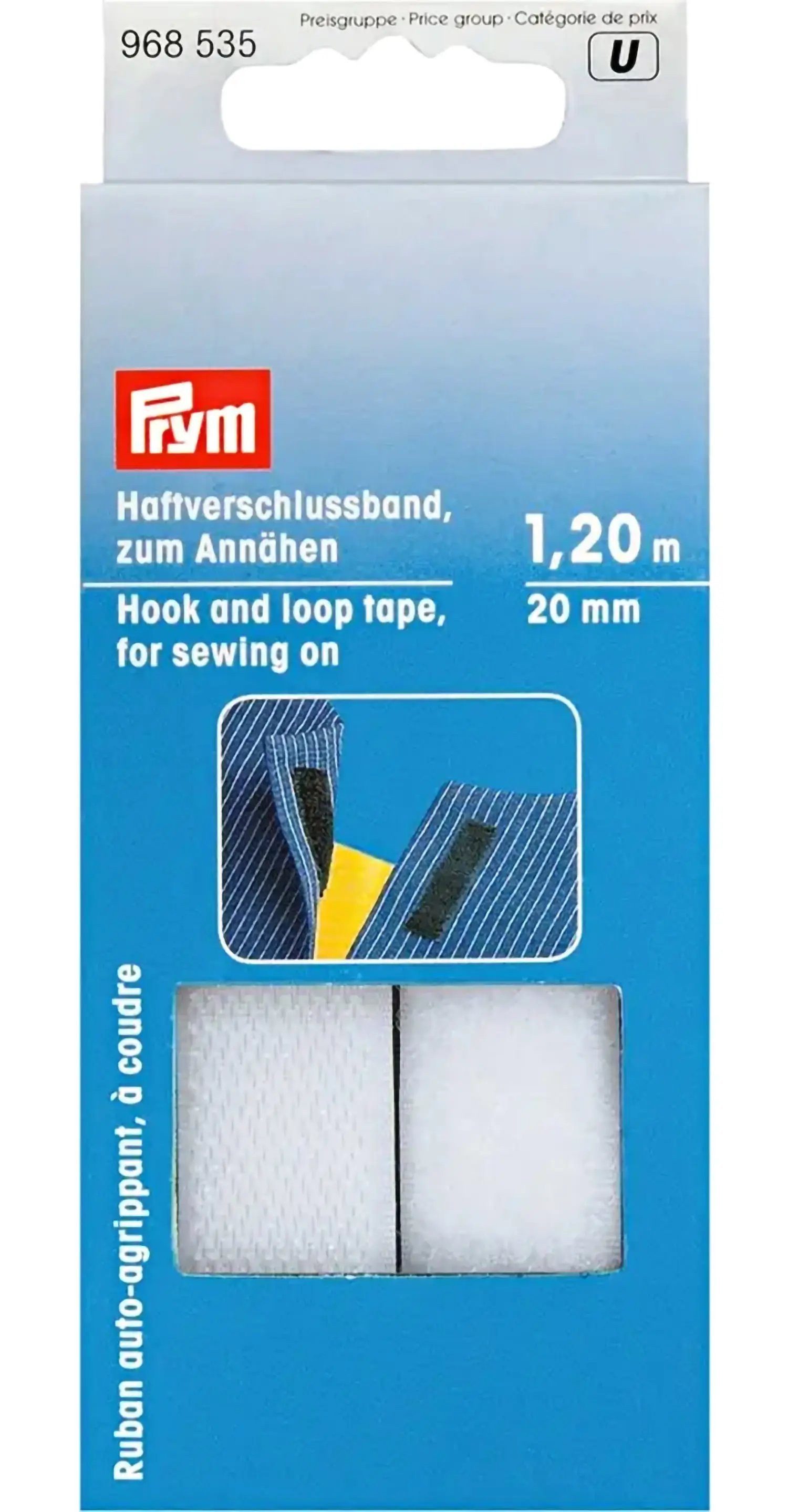 Stofferia Stoff Haftverschlussband zum Annähen 20 mm weiß 1,2m, Meterware