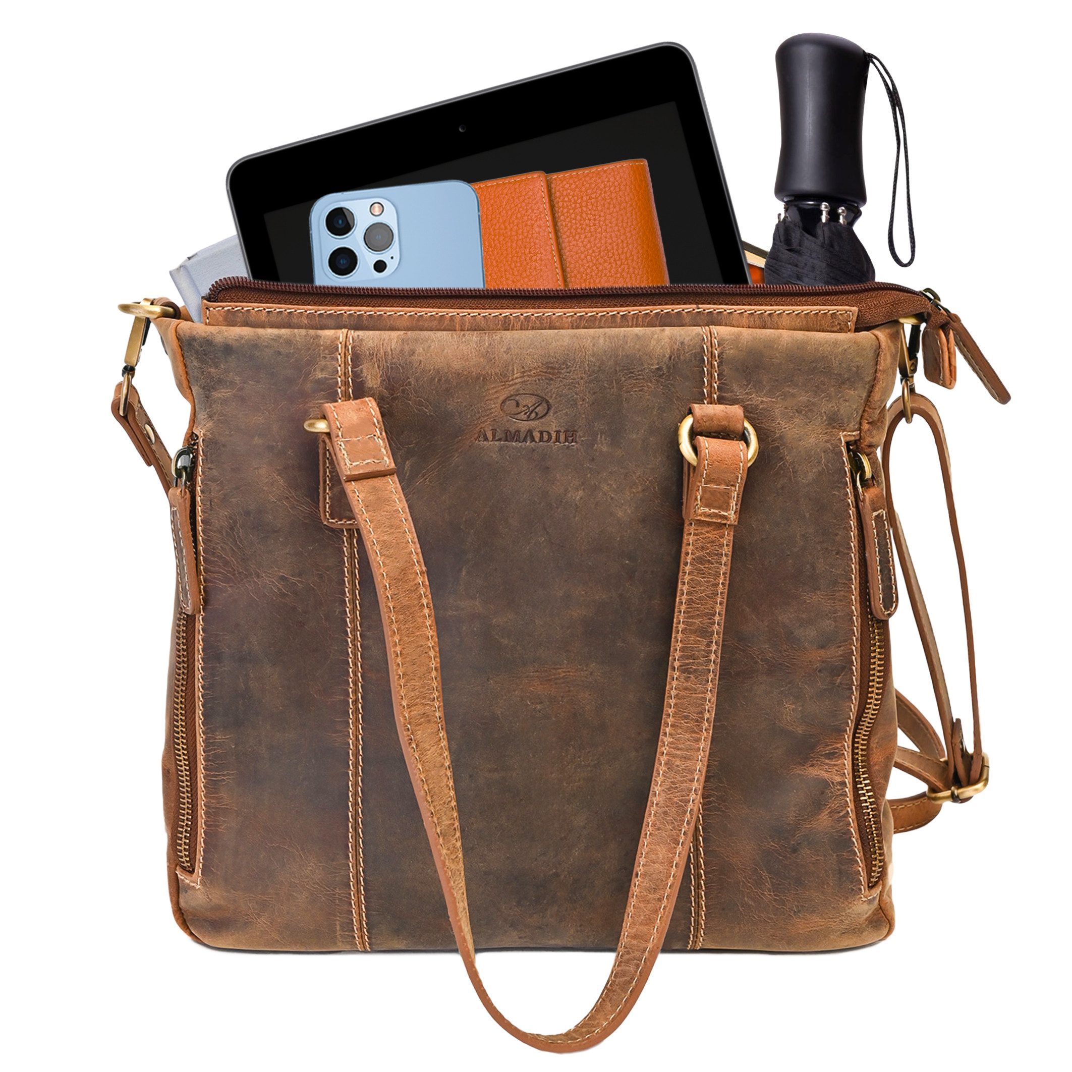 ALMADIH Schultertasche Leder Damentasche CLAIRE Ledertasche Handtasche Umhängetasche