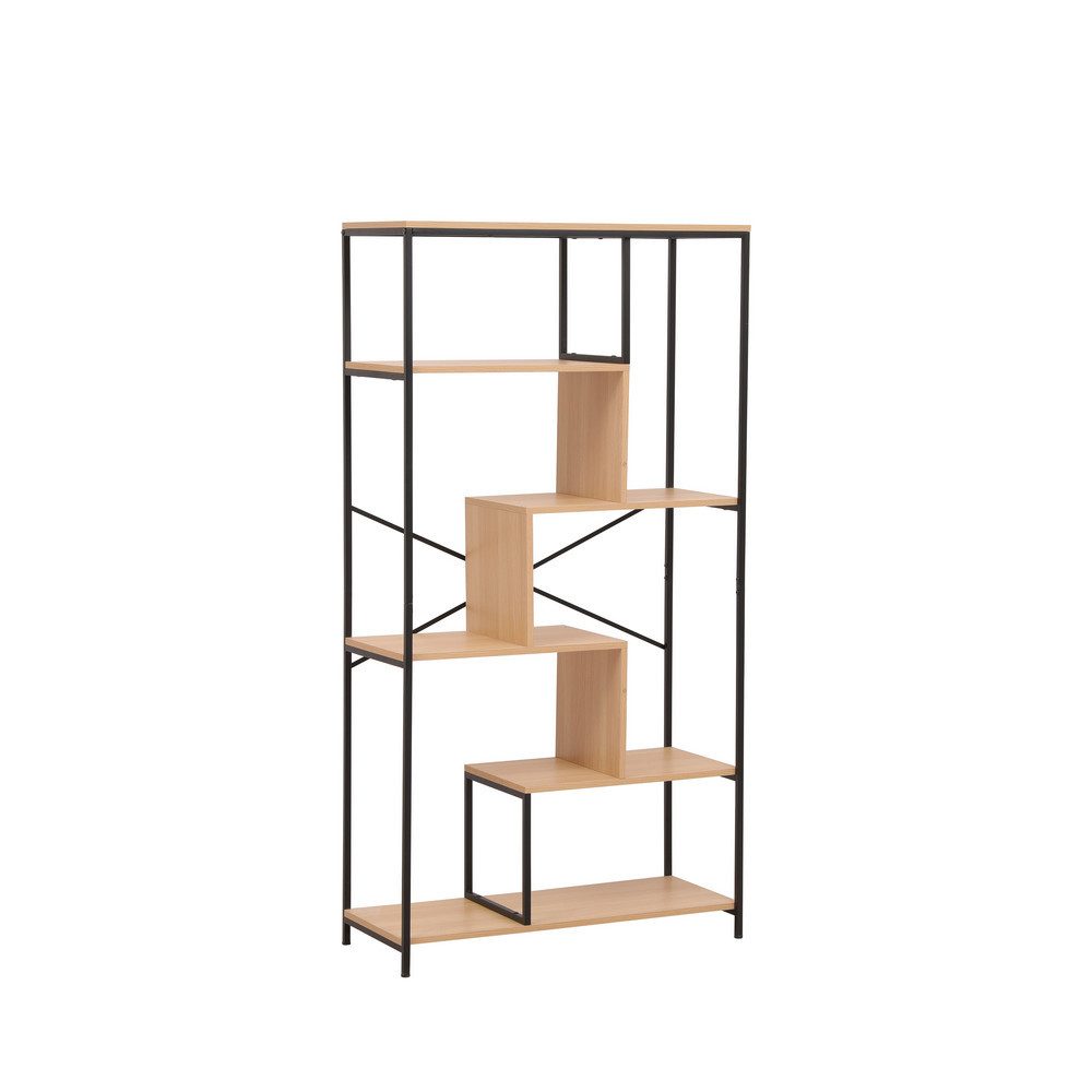 Happy Home Standregal 5-Etagen Holz-Metall Bücherregal, Standregal Industrie-Design