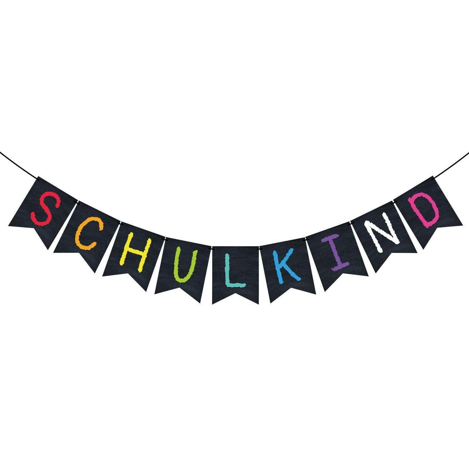 LuxusKollektion Girlande Wimpelkette Schulanfang Schulkind Tafel-Stil Papier 5m