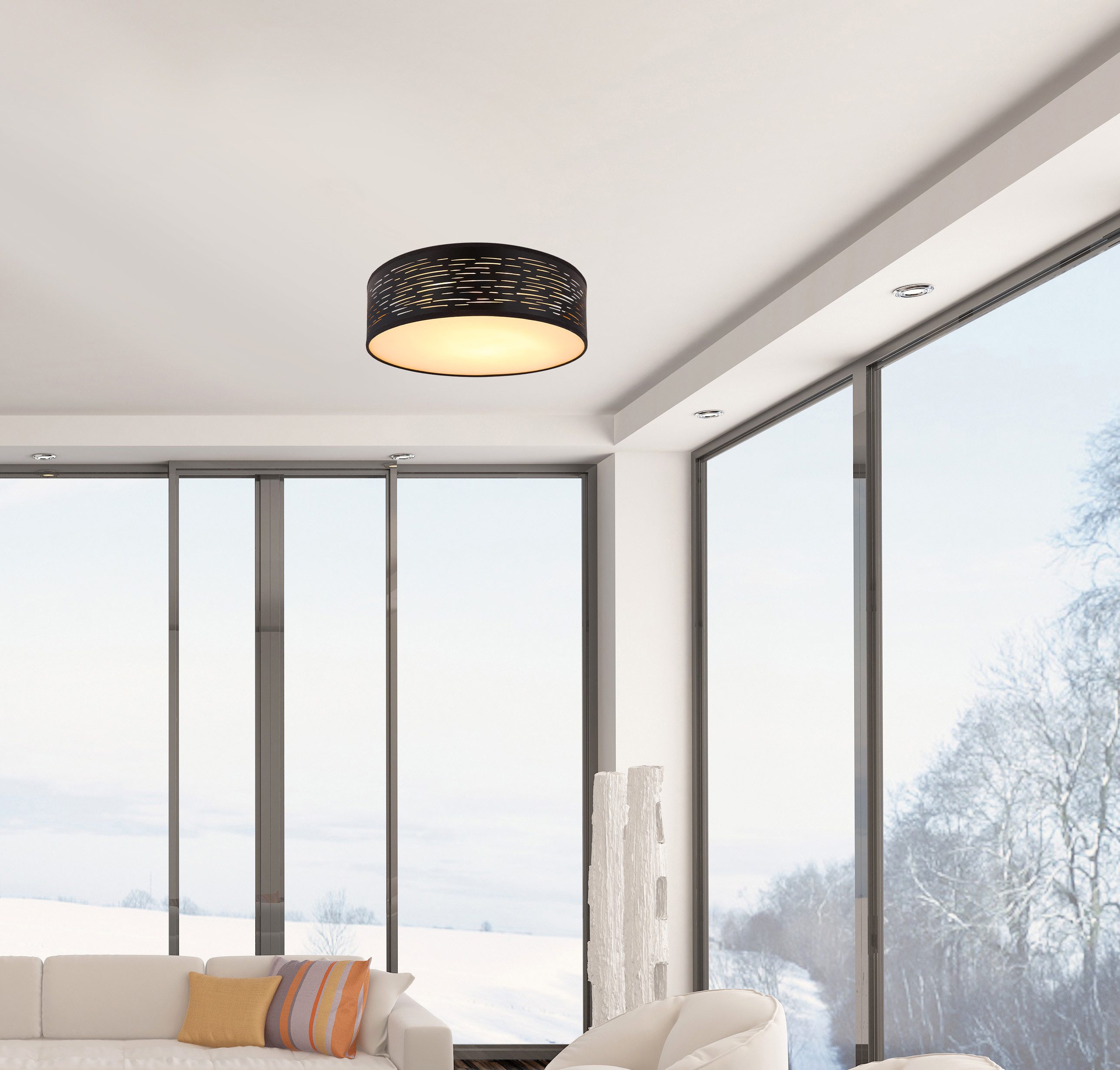 GLOBO LIGHTING LED Deckenleuchte TUNNO, Farbwechsel, LED fest integriert, Deckenlampe/goldfarben/Wohnzimmer/Schlafzimmer/ø: 380mm