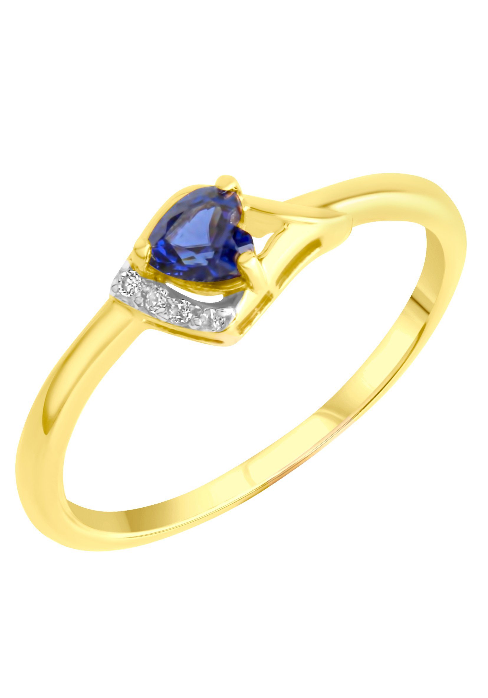 Firetti Fingerring Schmuck Geschenk Silber 925 Silberring Herz, mit Saphir (synth), Zirkonia (synth)