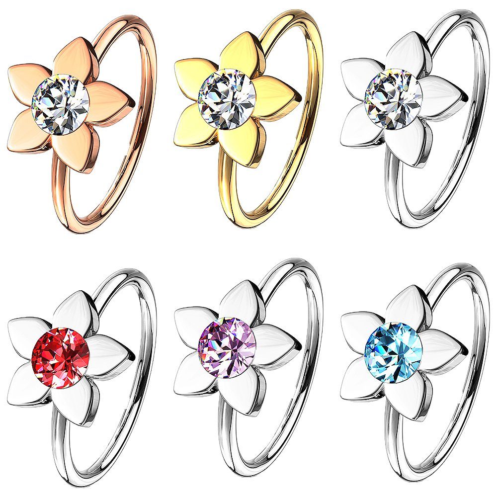 Taffstyle Nasenpiercing Universal Ohr Nasen Piercing Biegbar Blume mit Kristall (Biegbares Blumenpiercing mit funkelndem Kristall – vielseitig tragbar)