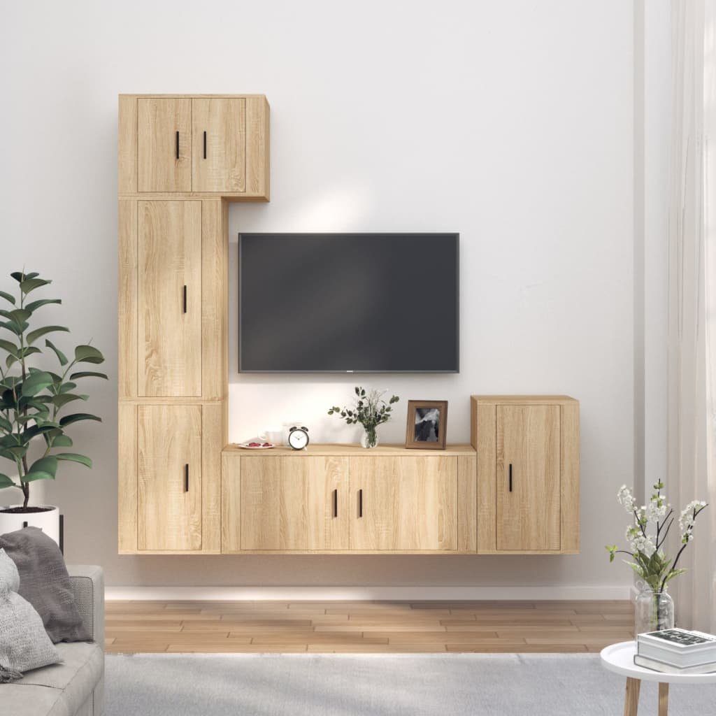 furnicato TV-Schrank 5-tlg. TV-Schrank-Set Sonoma-Eiche Holzwerkstoff