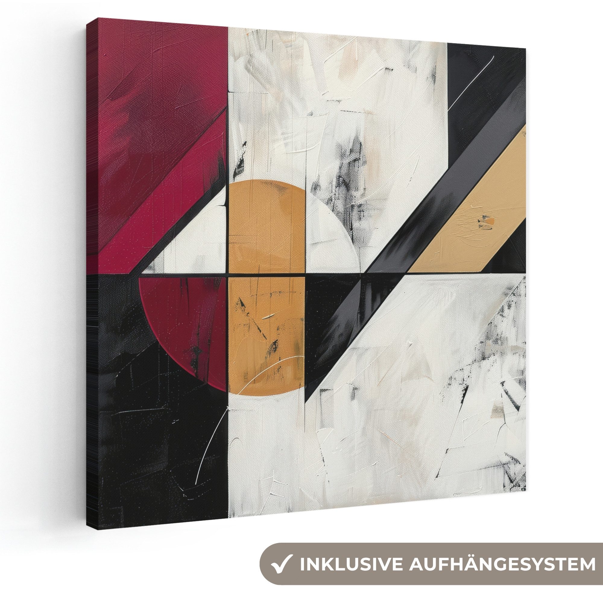 OneMillionCanvasses® Leinwandbild Modern - Abstrakt - Geometrisch - Rot - Industriell, Fotodruck (1 St), Wandbild, Deko Schlafzimmer Wohnzimmer Flur 20x20 cm