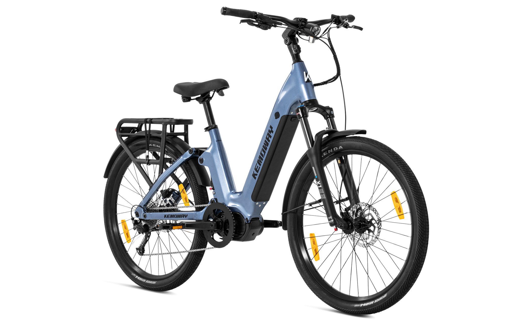 KEMOWAY E-Bike Cityrad 27,5 Zoll Vollgefedertes City E-Bike 48V 250W Mittelmotor, 9 Gang SHIMANO, Mittelmotor, 720 Wh